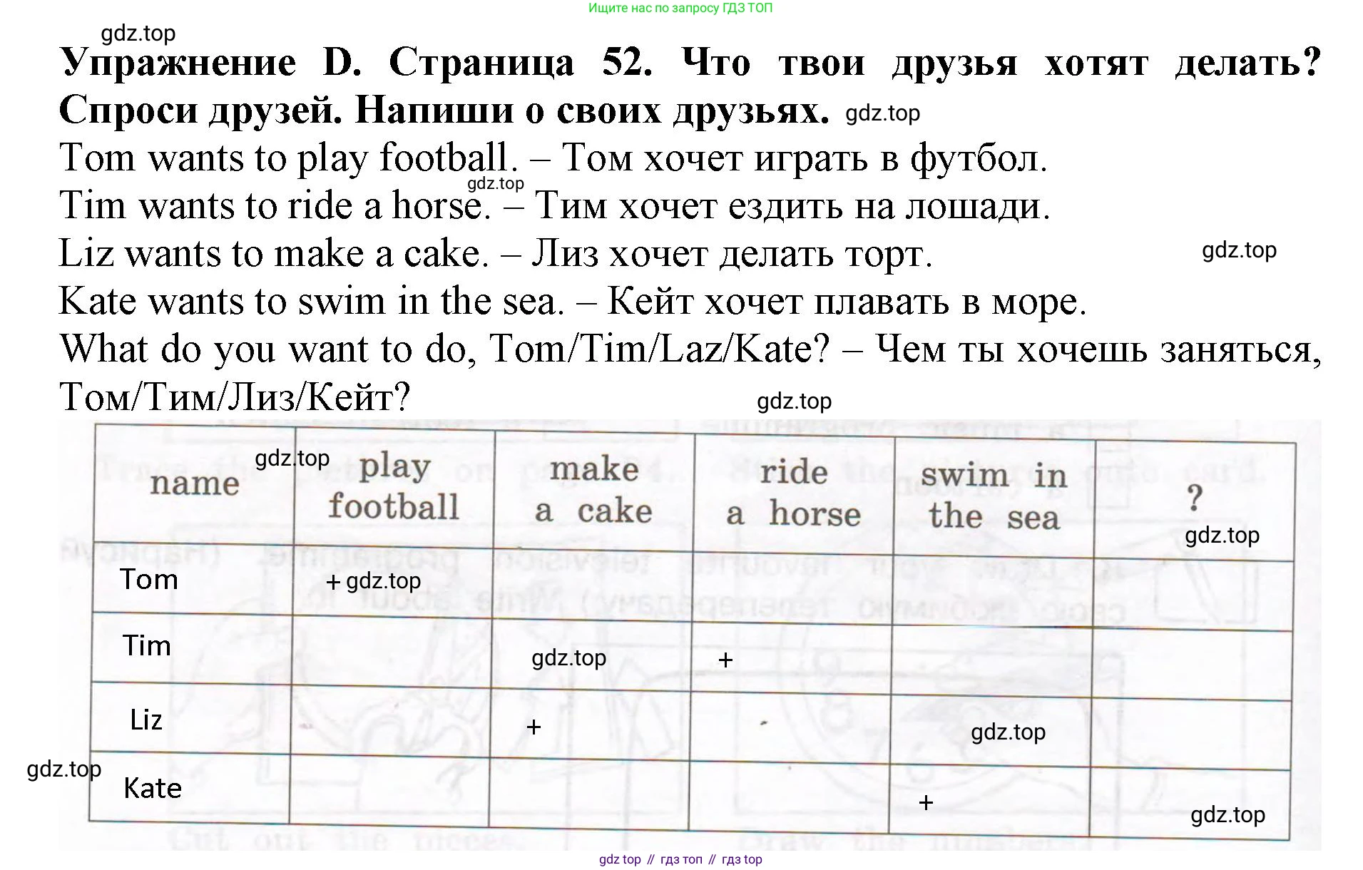 ГДЗ Английский язык (english), 3 класс рабочая тетрадь (activity book), авторы: Вербицкая Мария Валерьевна (Verbitskaya Maria), Эббс Брайен (Abbs Brian), Уорелл Энн (Worrall Anne), Уорд Энн (Ward Ann), издательство Просвещение, Москва, 2023, страница 52, номер D, Решение 2023