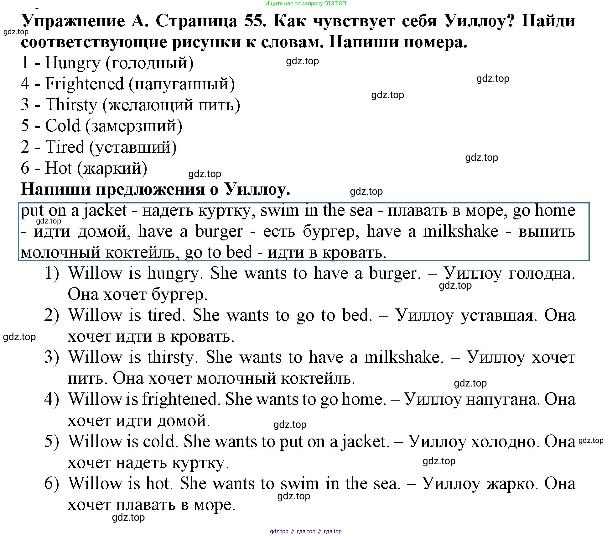 ГДЗ Английский язык (english), 3 класс рабочая тетрадь (activity book), авторы: Вербицкая Мария Валерьевна (Verbitskaya Maria), Эббс Брайен (Abbs Brian), Уорелл Энн (Worrall Anne), Уорд Энн (Ward Ann), издательство Просвещение, Москва, 2023, страница 55, номер A, Решение 2023