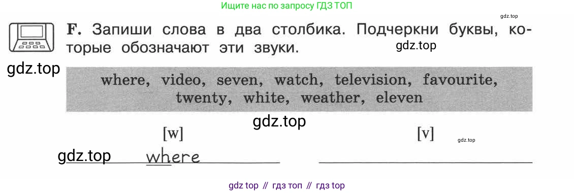 ГДЗ Английский язык (english), 3 класс рабочая тетрадь (activity book), авторы: Вербицкая Мария Валерьевна (Verbitskaya Maria), Эббс Брайен (Abbs Brian), Уорелл Энн (Worrall Anne), Уорд Энн (Ward Ann), издательство Просвещение, Москва, 2023, страница 53, номер F, Условие 2013-2022