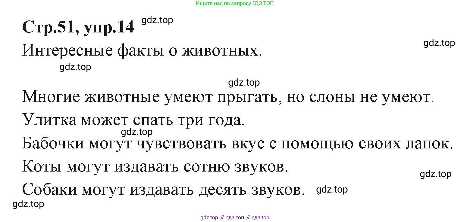 ГДЗ Английский язык (english), 3 класс Учебник (Student's book), авторы: Вербицкая Мария Валерьевна (Verbitskaya Maria), Эббс Брайен (Abbs Brian), Уорелл Энн (Worrall Anne), Уорд Энн (Ward Ann), издательство Просвещение, Москва, 2023, белого цвета, Часть ( Part) 1, страница 51, номер 14, Решение