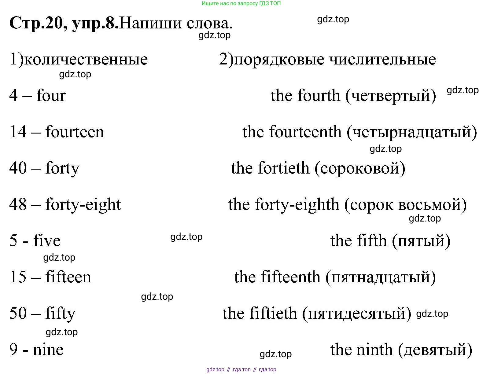 ГДЗ Английский язык (english), 3 класс Рабочая тетрадь (workbook), авторы: Верещагина Ирина Николаевна (Vereshchagina Irina), Притыкина Тамара Александровна (Pritykina Tamara), издательство Просвещение, Москва, 2023, оранжевого цвета, страница 20, номер 8, Решение