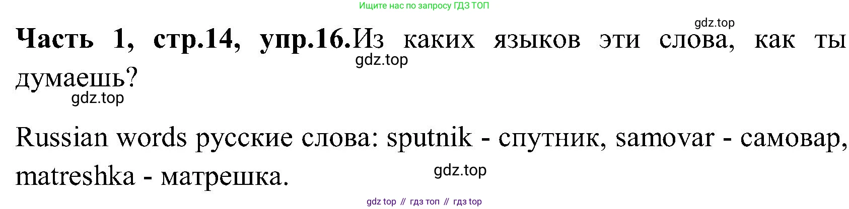 ГДЗ Английский язык (english), 3 класс Учебник (Student's book), авторы: Верещагина Ирина Николаевна (Vereshchagina Irina), Притыкина Тамара Александровна (Pritykina Tamara), издательство Просвещение, Москва, 2023, оранжевого цвета, Часть ( Part) 1, страница 14, номер 16, Решение
