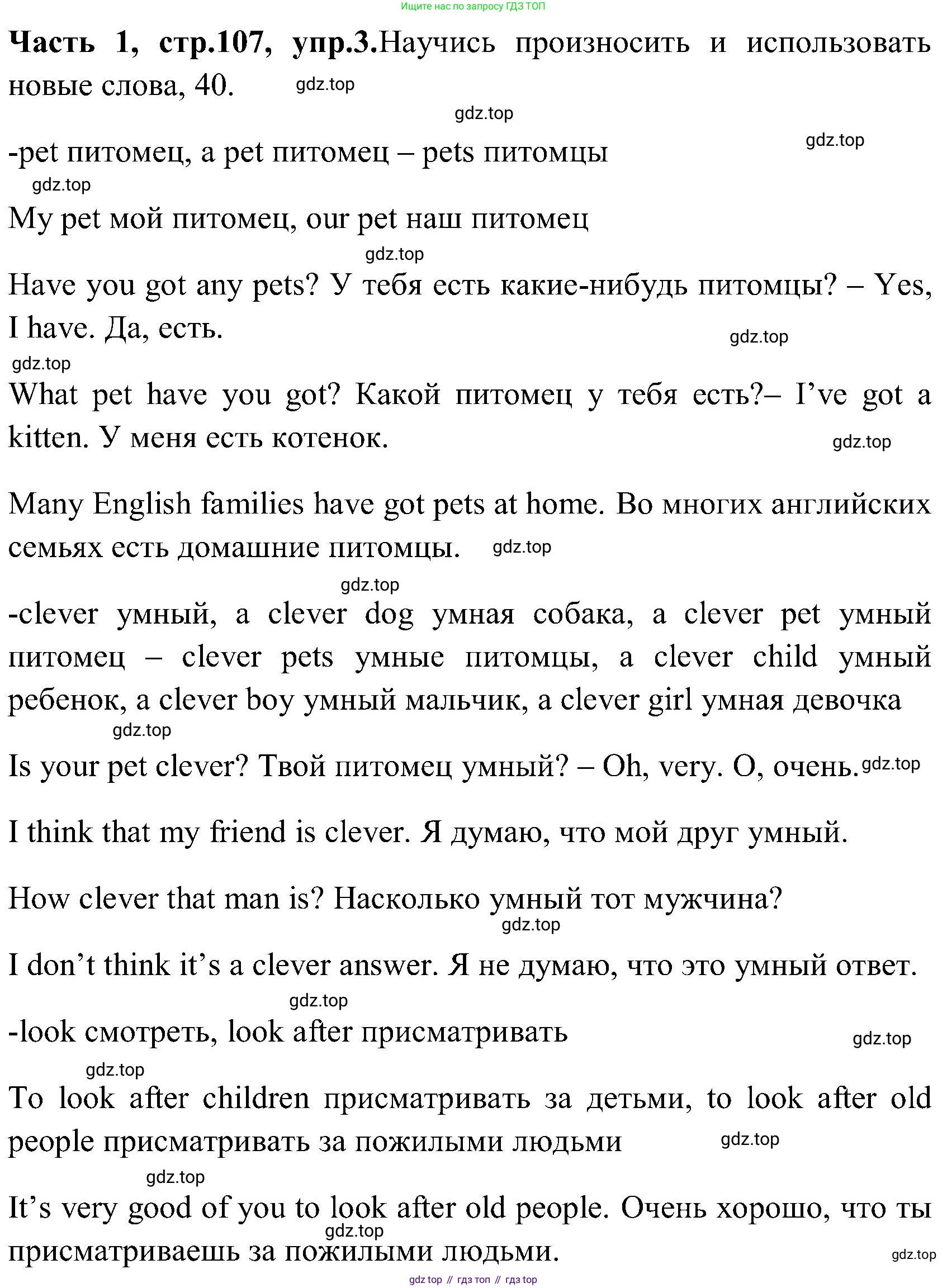 ГДЗ Английский язык (english), 3 класс Учебник (Student's book), авторы: Верещагина Ирина Николаевна (Vereshchagina Irina), Притыкина Тамара Александровна (Pritykina Tamara), издательство Просвещение, Москва, 2023, оранжевого цвета, Часть ( Part) 1, страница 107, номер 3, Решение