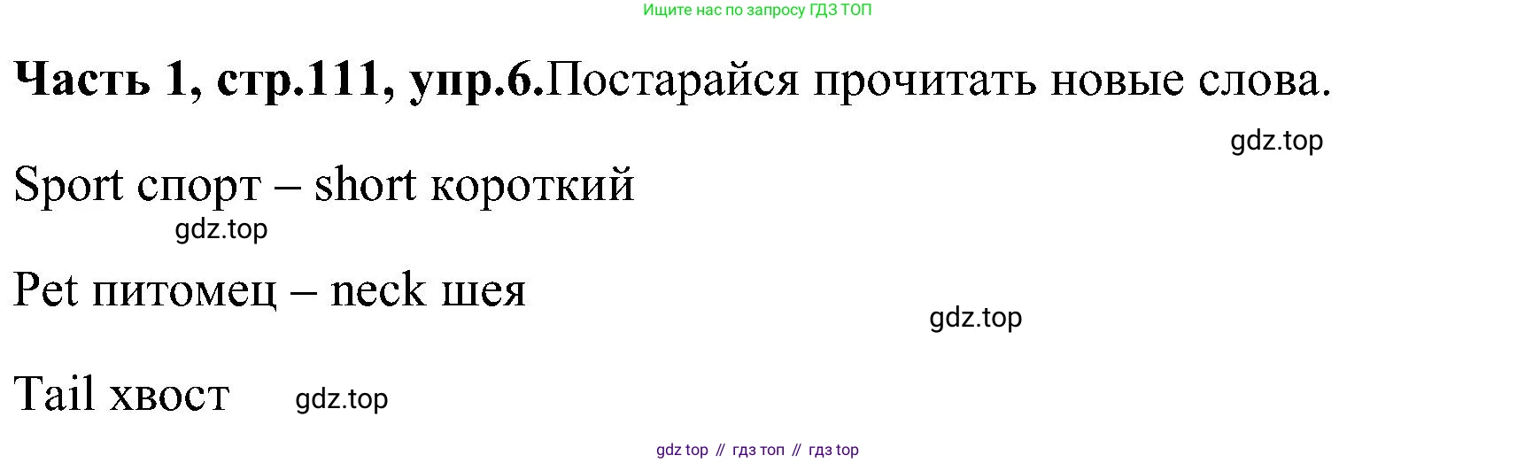ГДЗ Английский язык (english), 3 класс Учебник (Student's book), авторы: Верещагина Ирина Николаевна (Vereshchagina Irina), Притыкина Тамара Александровна (Pritykina Tamara), издательство Просвещение, Москва, 2023, оранжевого цвета, Часть ( Part) 1, страница 111, номер 6, Решение