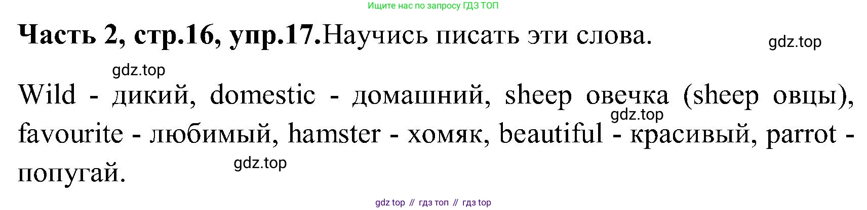 ГДЗ Английский язык (english), 3 класс Учебник (Student's book), авторы: Верещагина Ирина Николаевна (Vereshchagina Irina), Притыкина Тамара Александровна (Pritykina Tamara), издательство Просвещение, Москва, 2023, оранжевого цвета, Часть ( Part) 2, страница 16, номер 17, Решение