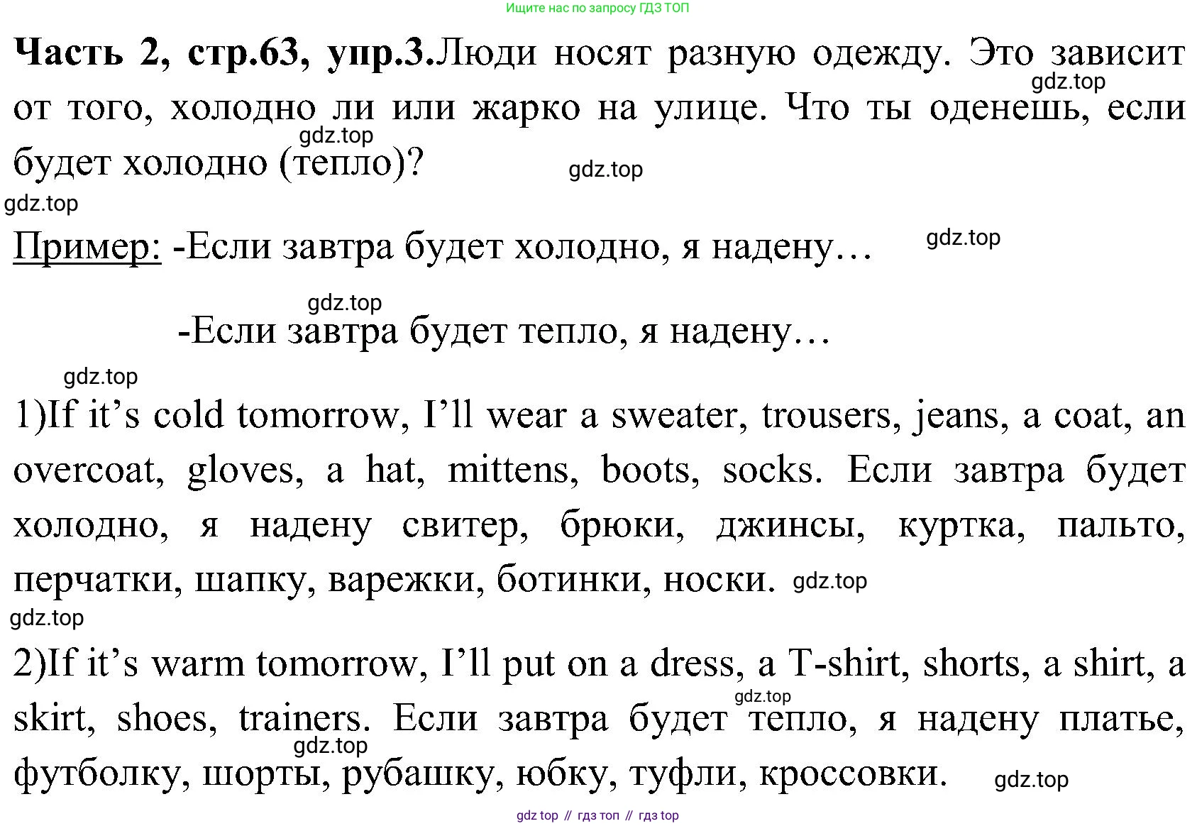 ГДЗ Английский язык (english), 3 класс Учебник (Student's book), авторы: Верещагина Ирина Николаевна (Vereshchagina Irina), Притыкина Тамара Александровна (Pritykina Tamara), издательство Просвещение, Москва, 2023, оранжевого цвета, Часть ( Part) 2, страница 63, номер 3, Решение