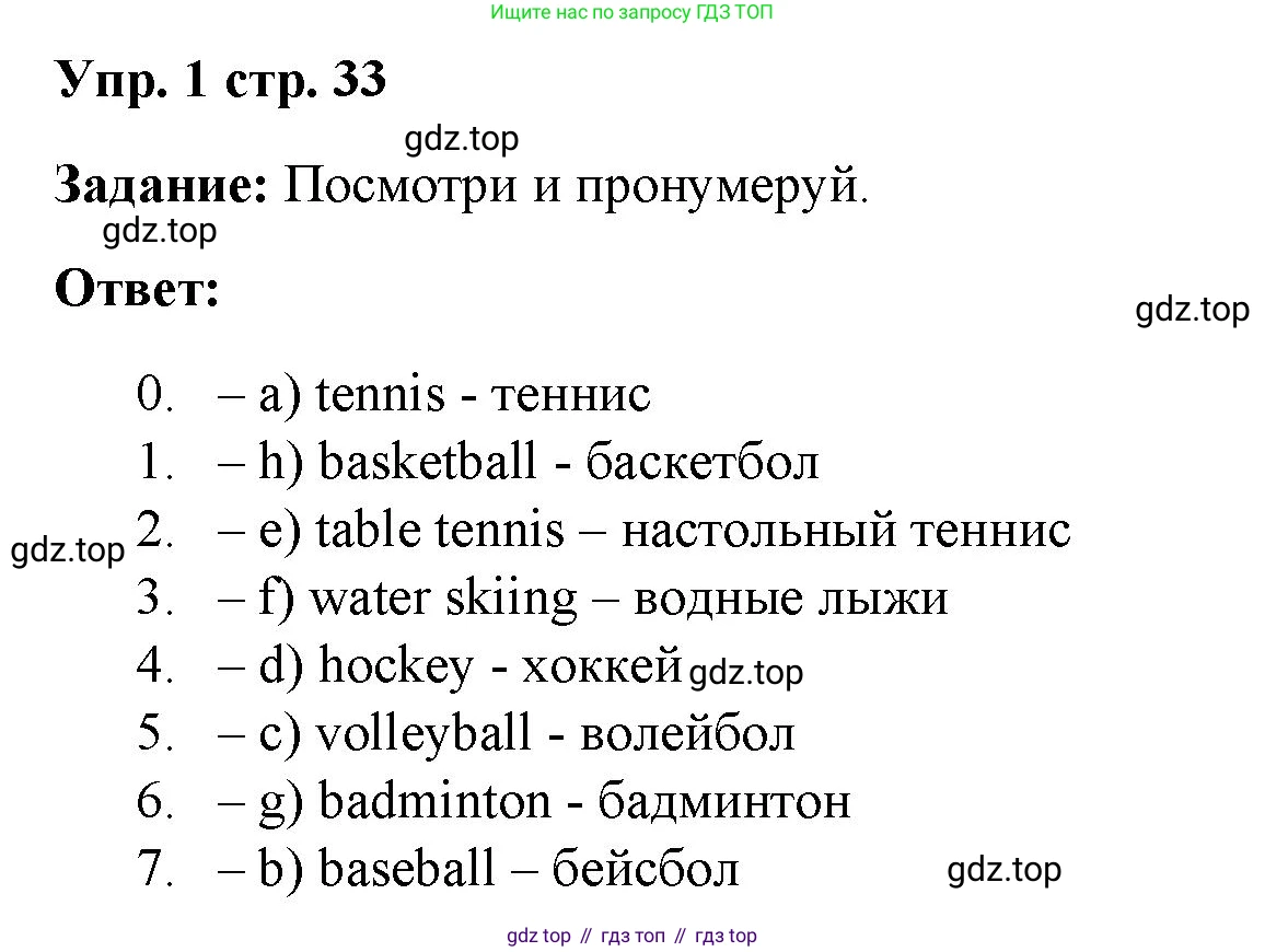 ГДЗ Английский язык (english), 4 класс Учебник (Student's book), авторы: Баранова Ксения Михайловна (Baranova Ksenia), Дули Дженни (Dooley Jenny), Копылова Виктория Викторовна (Kopylova Victoria), Мильруд Радислав Петрович (Millrood Radislav), Эванс Вирджиния (Evans Virginia), издательство Просвещение, Москва, 2023, розового цвета, Часть ( Part) 1, страница 33, номер 1, Решение