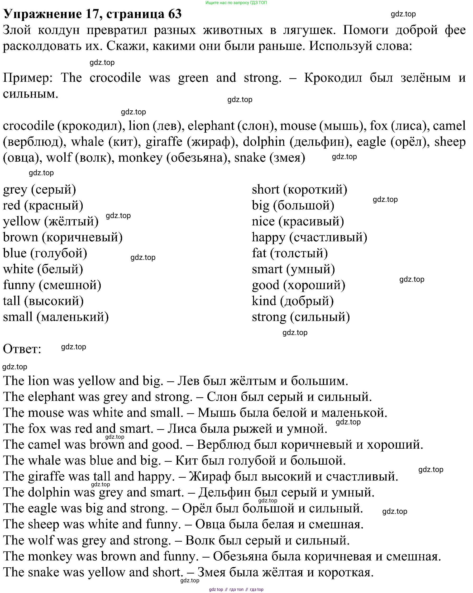 ГДЗ Английский язык (english), 4 класс Учебник (Student's book), авторы: Биболетова Мерем Забатовна, Денисенко Ольга Анатольевна, Трубанева Наталия Николаевна, издательство Просвещение, Москва, 2024, оранжевого цвета, страница 63, номер 17, Решение