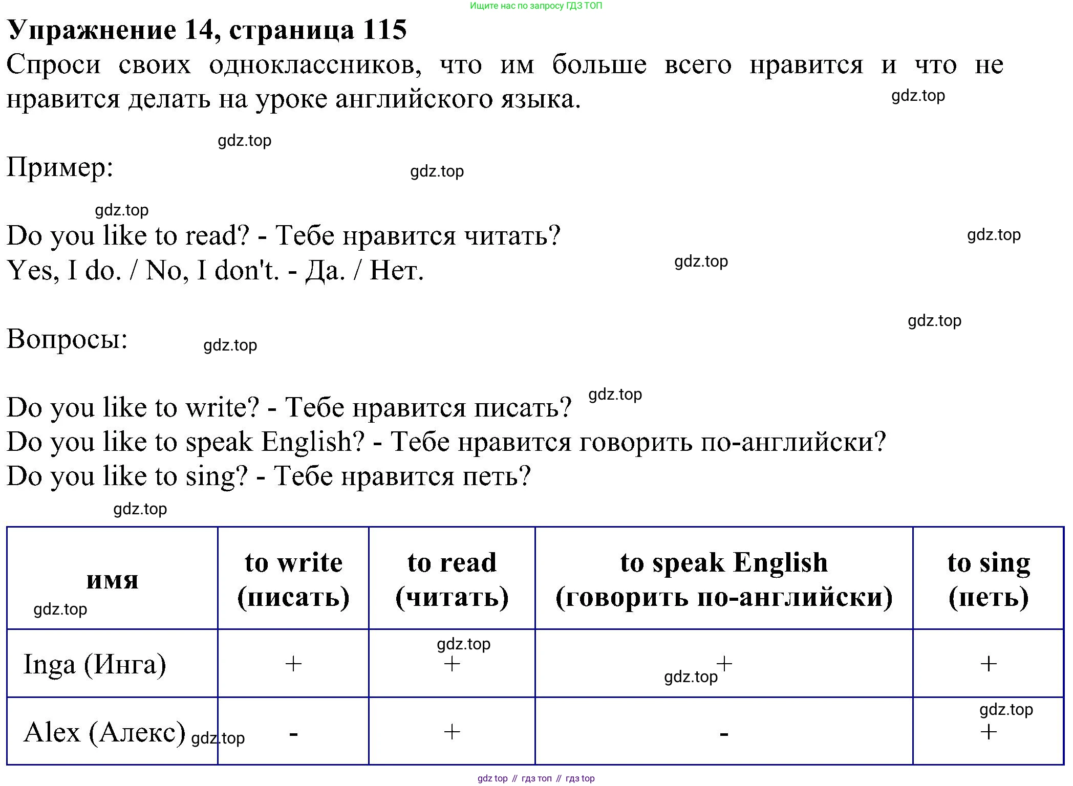 ГДЗ Английский язык (english), 4 класс Учебник (Student's book), авторы: Биболетова Мерем Забатовна, Денисенко Ольга Анатольевна, Трубанева Наталия Николаевна, издательство Просвещение, Москва, 2024, оранжевого цвета, страница 115, номер 14, Решение