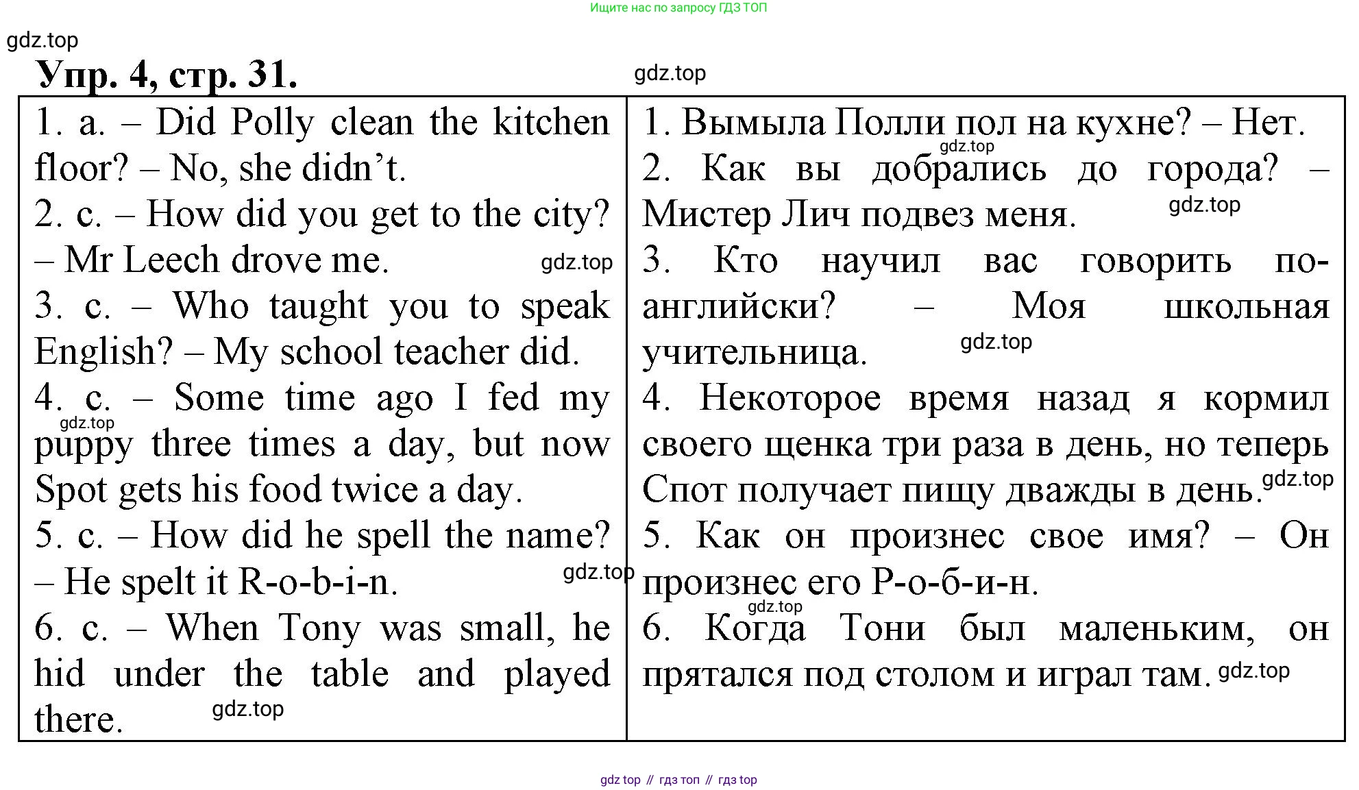 ГДЗ Английский язык (english), 4 класс рабочая тетрадь, авторы: Афанасьева Ольга Васильевна (Afanasyeva Olga), Баранова Ксения Михайловна (Baranova Ksenia), Михеева Ирина Владимировна (Mikheeva Irina), издательство Просвещение, Москва, 2024, красного цвета, Часть 1, страница 31, номер 4, Решение