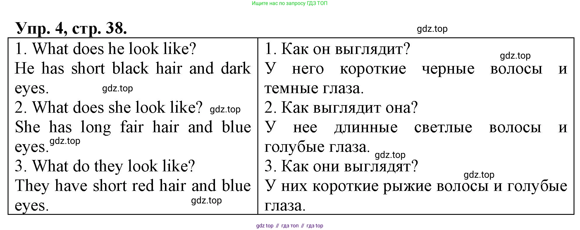 ГДЗ Английский язык (english), 4 класс рабочая тетрадь, авторы: Афанасьева Ольга Васильевна (Afanasyeva Olga), Баранова Ксения Михайловна (Baranova Ksenia), Михеева Ирина Владимировна (Mikheeva Irina), издательство Просвещение, Москва, 2024, красного цвета, Часть 1, страница 38, номер 4, Решение