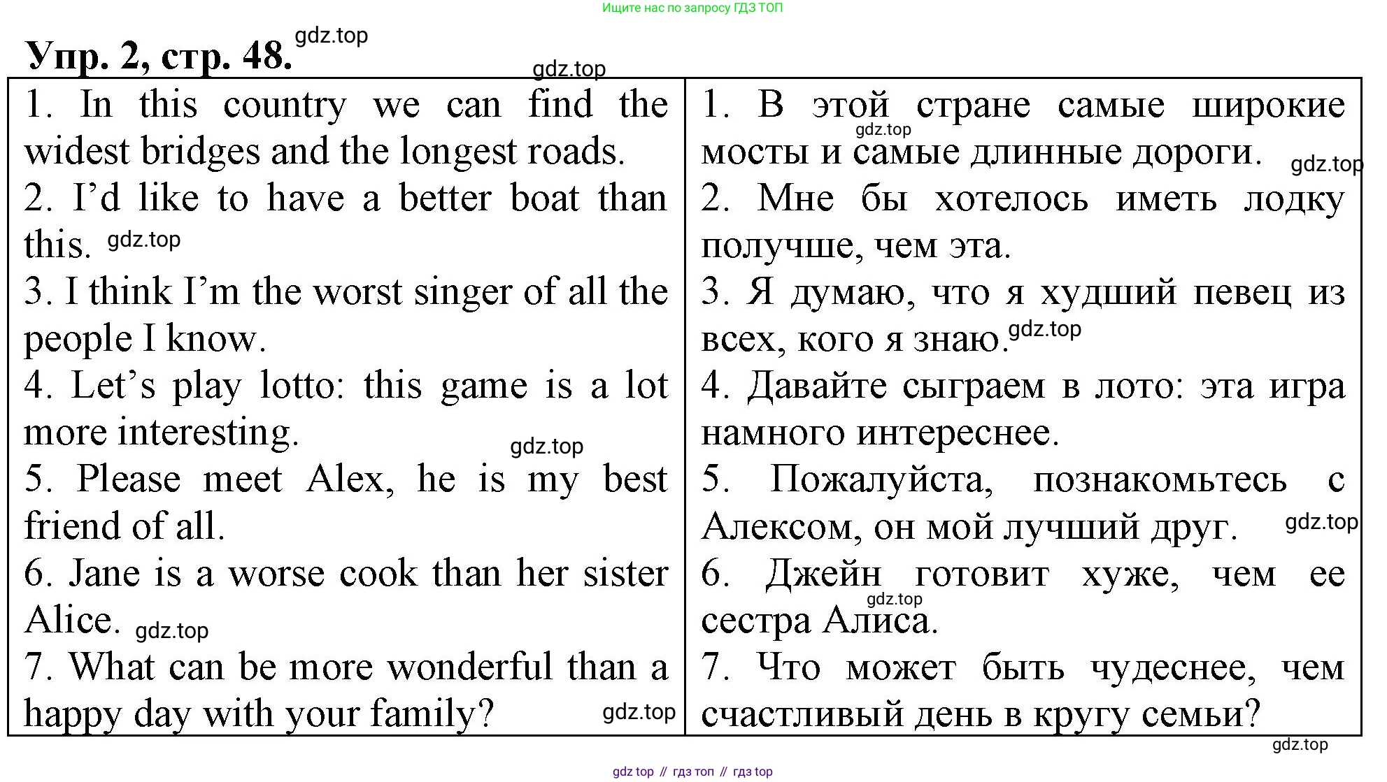 ГДЗ Английский язык (english), 4 класс рабочая тетрадь, авторы: Афанасьева Ольга Васильевна (Afanasyeva Olga), Баранова Ксения Михайловна (Baranova Ksenia), Михеева Ирина Владимировна (Mikheeva Irina), издательство Просвещение, Москва, 2024, красного цвета, Часть 1, страница 48, номер 2, Решение