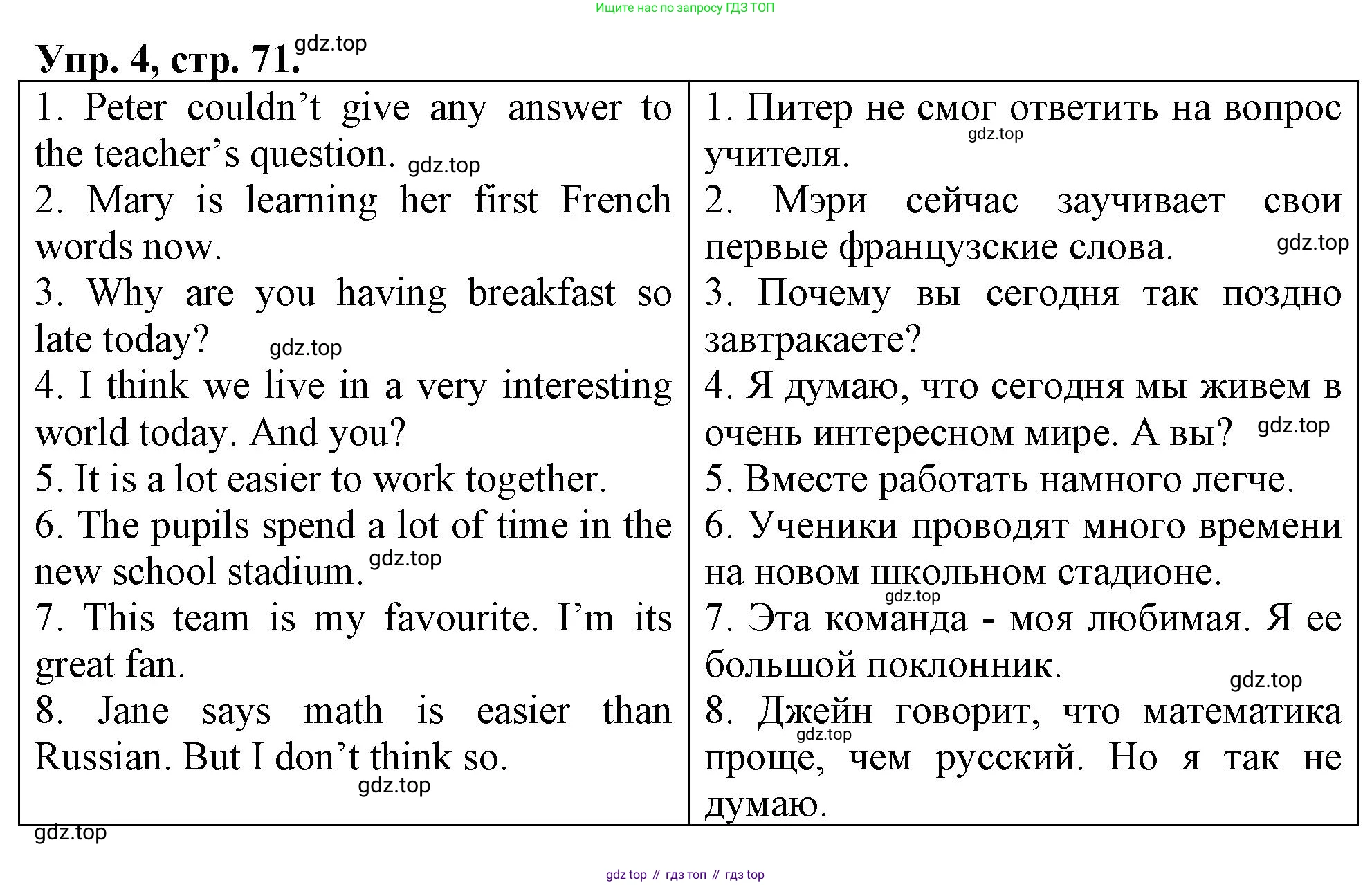 ГДЗ Английский язык (english), 4 класс рабочая тетрадь, авторы: Афанасьева Ольга Васильевна (Afanasyeva Olga), Баранова Ксения Михайловна (Baranova Ksenia), Михеева Ирина Владимировна (Mikheeva Irina), издательство Просвещение, Москва, 2024, красного цвета, Часть 1, страница 71, номер 4, Решение