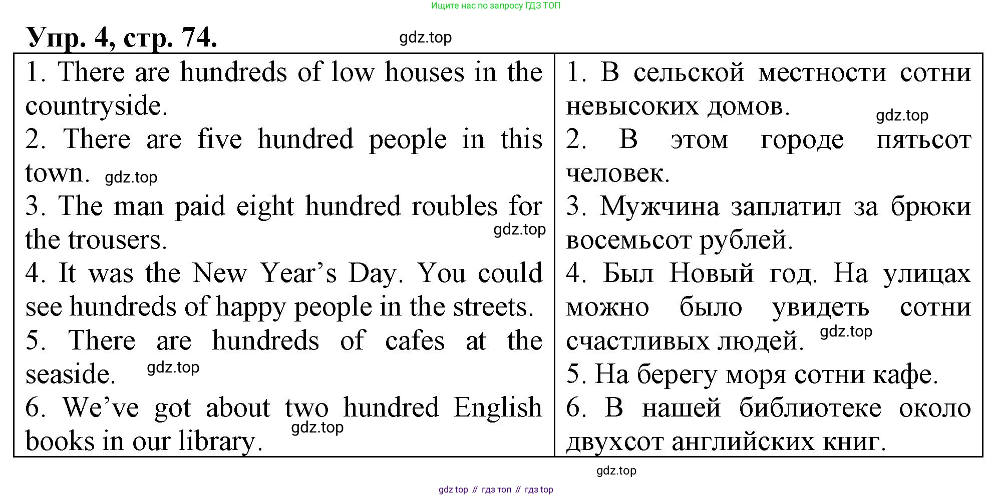 ГДЗ Английский язык (english), 4 класс рабочая тетрадь, авторы: Афанасьева Ольга Васильевна (Afanasyeva Olga), Баранова Ксения Михайловна (Baranova Ksenia), Михеева Ирина Владимировна (Mikheeva Irina), издательство Просвещение, Москва, 2024, красного цвета, Часть 1, страница 74, номер 4, Решение