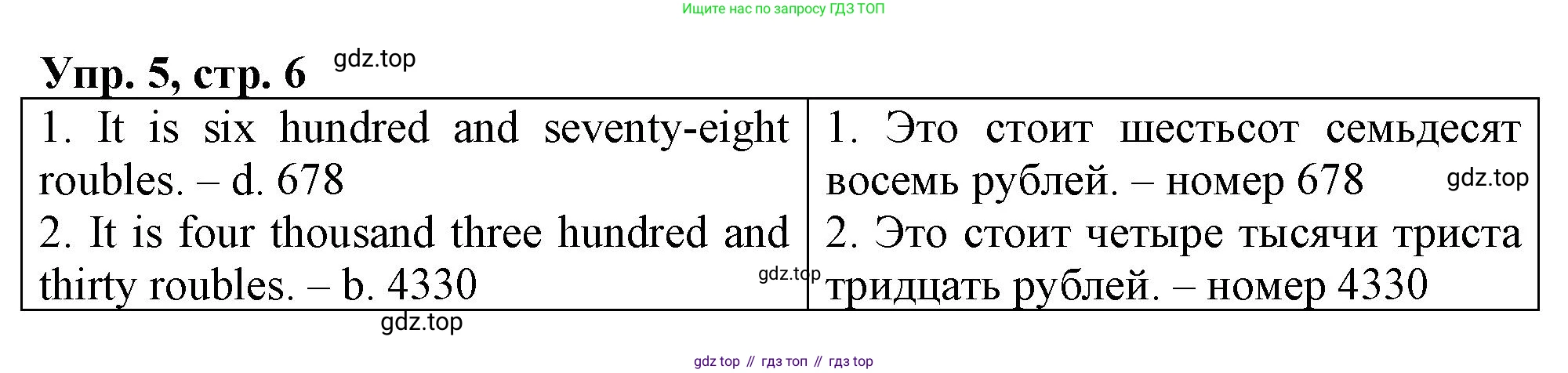 ГДЗ Английский язык (english), 4 класс рабочая тетрадь, авторы: Афанасьева Ольга Васильевна (Afanasyeva Olga), Баранова Ксения Михайловна (Baranova Ksenia), Михеева Ирина Владимировна (Mikheeva Irina), издательство Просвещение, Москва, 2024, красного цвета, Часть 2, страница 6, номер 5, Решение