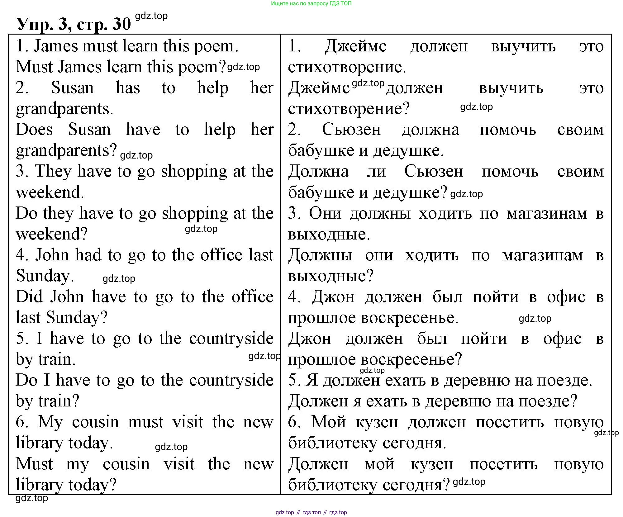 ГДЗ Английский язык (english), 4 класс рабочая тетрадь, авторы: Афанасьева Ольга Васильевна (Afanasyeva Olga), Баранова Ксения Михайловна (Baranova Ksenia), Михеева Ирина Владимировна (Mikheeva Irina), издательство Просвещение, Москва, 2024, красного цвета, Часть 2, страница 30, номер 3, Решение