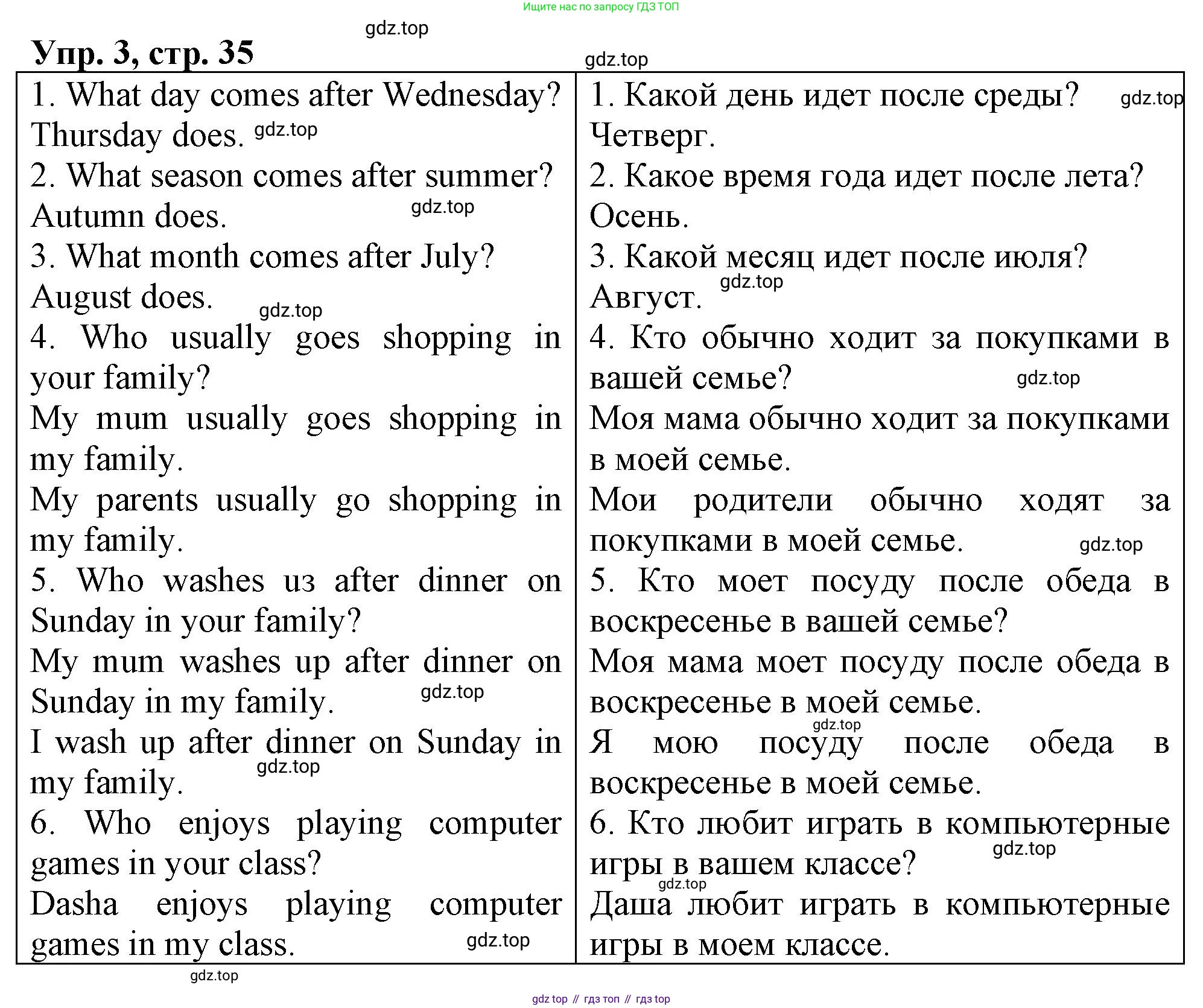 ГДЗ Английский язык (english), 4 класс рабочая тетрадь, авторы: Афанасьева Ольга Васильевна (Afanasyeva Olga), Баранова Ксения Михайловна (Baranova Ksenia), Михеева Ирина Владимировна (Mikheeva Irina), издательство Просвещение, Москва, 2024, красного цвета, Часть 2, страница 35, номер 3, Решение