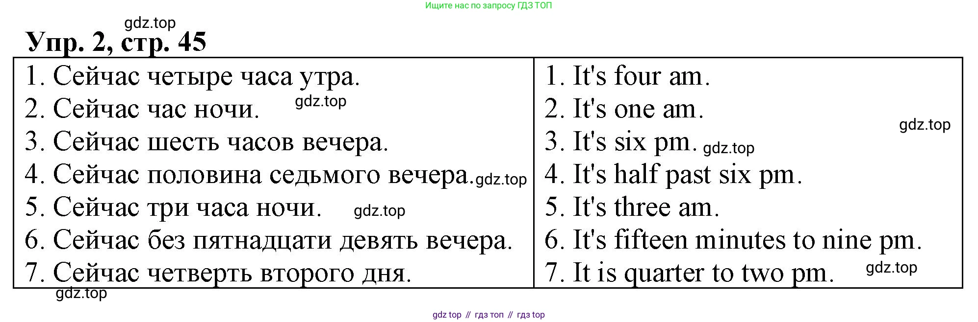 ГДЗ Английский язык (english), 4 класс рабочая тетрадь, авторы: Афанасьева Ольга Васильевна (Afanasyeva Olga), Баранова Ксения Михайловна (Baranova Ksenia), Михеева Ирина Владимировна (Mikheeva Irina), издательство Просвещение, Москва, 2024, красного цвета, Часть 2, страница 45, номер 2, Решение