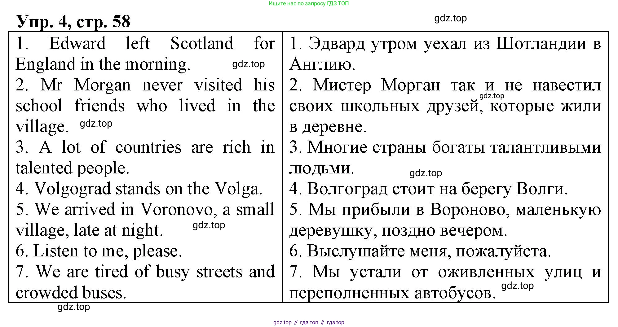 ГДЗ Английский язык (english), 4 класс рабочая тетрадь, авторы: Афанасьева Ольга Васильевна (Afanasyeva Olga), Баранова Ксения Михайловна (Baranova Ksenia), Михеева Ирина Владимировна (Mikheeva Irina), издательство Просвещение, Москва, 2024, красного цвета, Часть 2, страница 58, номер 4, Решение