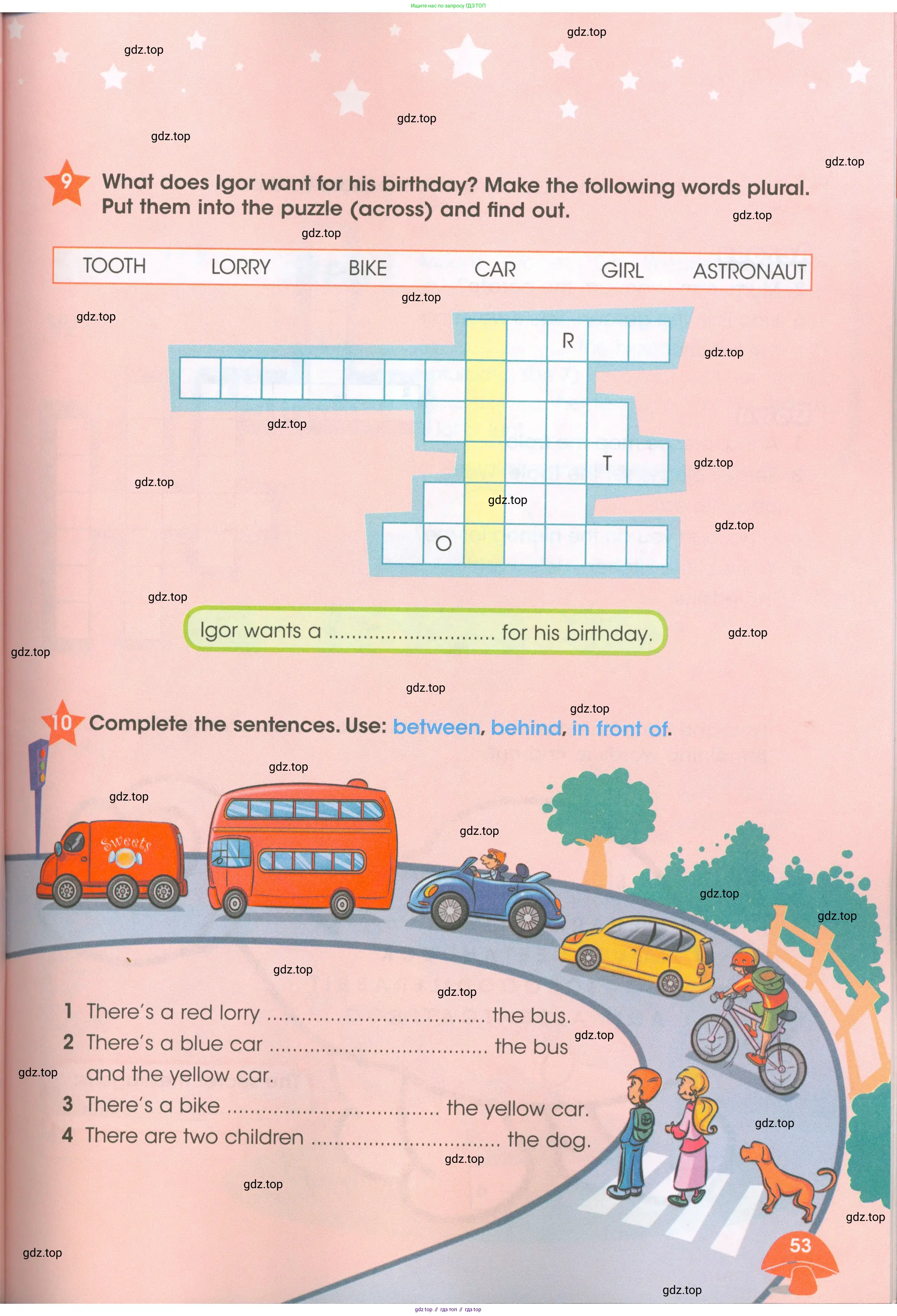 Английский язык (english), 4 класс Рабочая тетрадь (workbook), авторы: Баранова Ксения Михайловна (Baranova Ksenia), Бадулина Ольга Ивановна, Копылова Виктория Викторовна (Kopylova Victoria), Мильруд Радислав Петрович (Millrood Radislav), Эванс Вирджиния (Evans Virginia), издательство Просвещение, Москва, 2023, оранжевого цвета, Часть ( Part) 1, страница 53