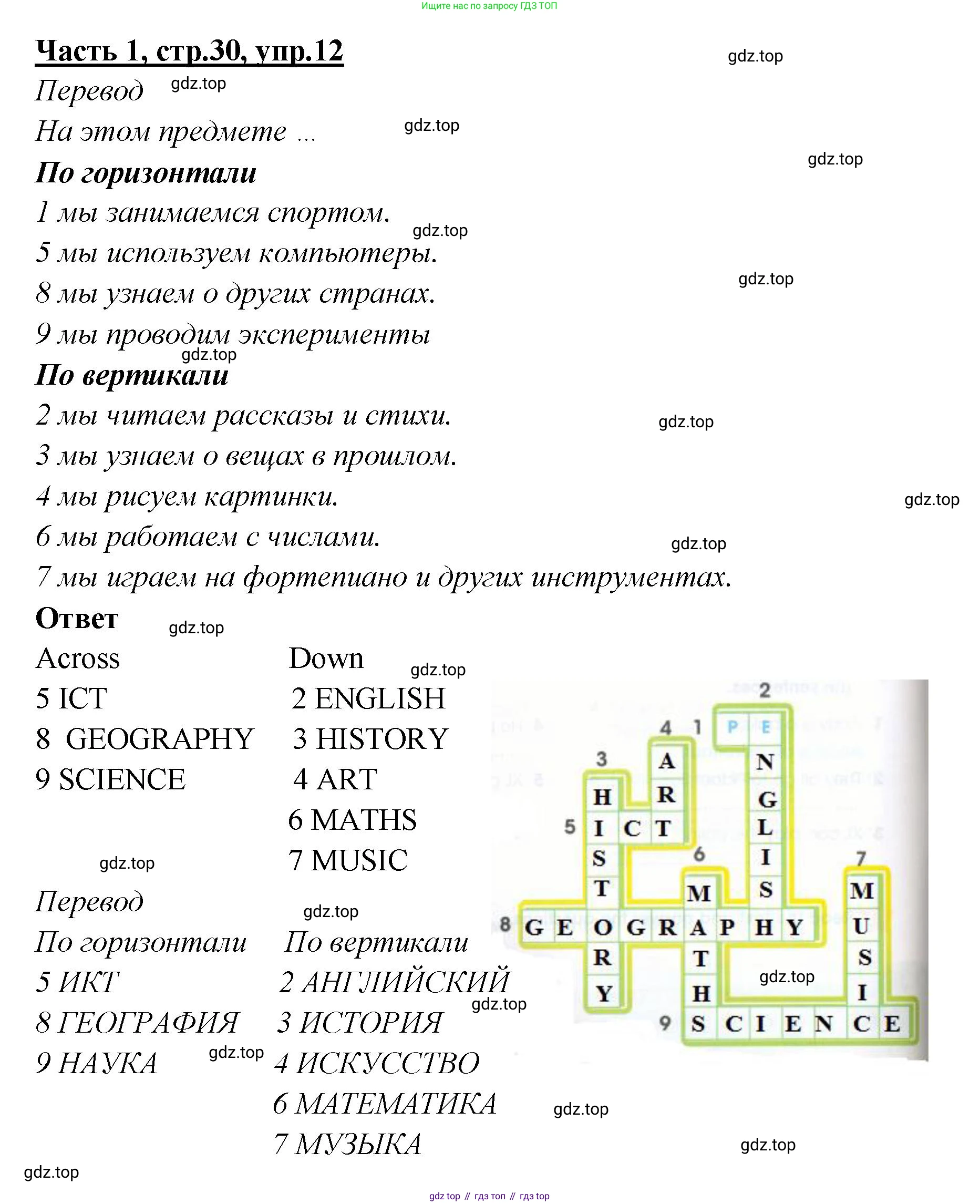 ГДЗ Английский язык (english), 4 класс Рабочая тетрадь (workbook), авторы: Баранова Ксения Михайловна (Baranova Ksenia), Бадулина Ольга Ивановна, Копылова Виктория Викторовна (Kopylova Victoria), Мильруд Радислав Петрович (Millrood Radislav), Эванс Вирджиния (Evans Virginia), издательство Просвещение, Москва, 2023, оранжевого цвета, Часть ( Part) 1, страница 30, номер 12, Решение
