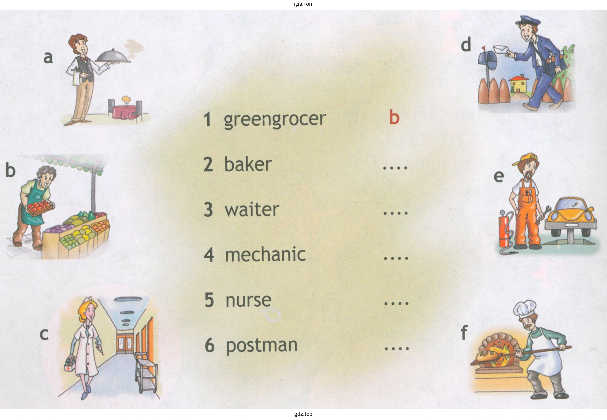 greengrocer baker waiter mechanic nurse postman
