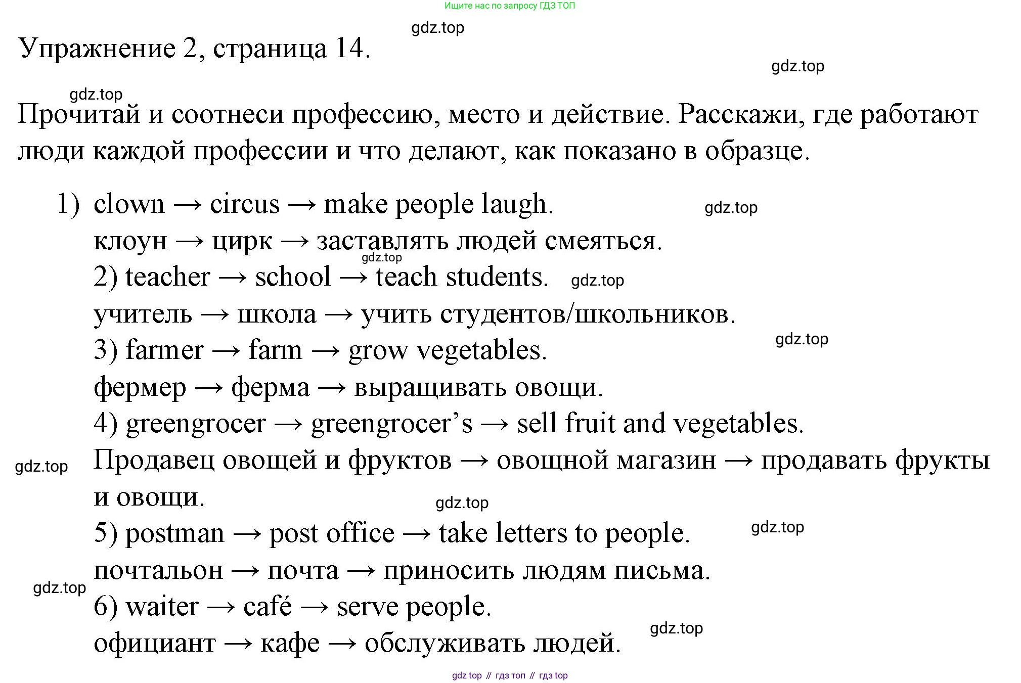 ГДЗ Английский язык (english), 4 класс Рабочая тетрадь (workbook), авторы: Быкова Надежда Ильинична (Bykova Nadezhda), Дули Дженни (Dooley Jenny), Поспелова Марина Давидовна (Pospelova Marina), Эванс Вирджиния (Evans Virginia), издательство Просвещение, Москва, 2023, красного цвета, страница 14, номер 2, Решение 1