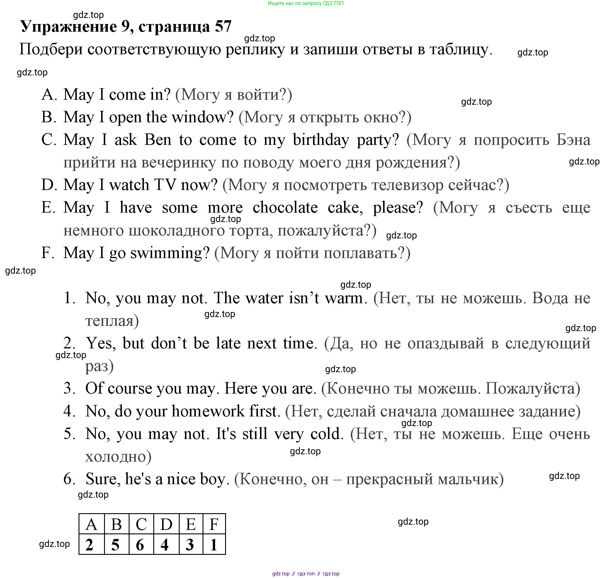 Английский язык (english), 4 класс Сборник упражнений, авторы: Быкова Надежда Ильинична (Bykova Nadezhda), Поспелова Марина Давидовна (Pospelova Marina), издательство Просвещение, Москва, 2023, оранжевого цвета, страница 57, номер 9, Решение 2