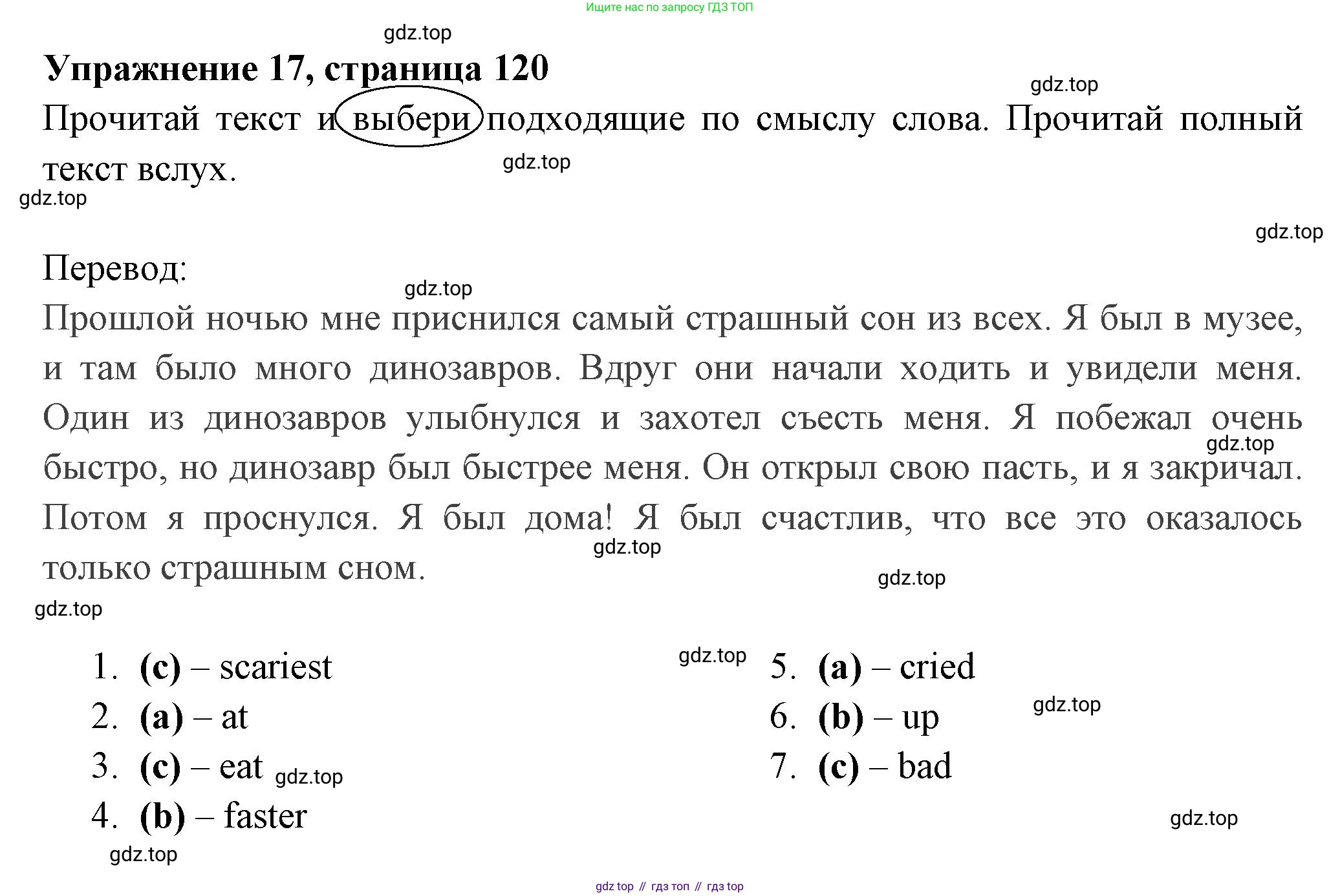 Английский язык (english), 4 класс Сборник упражнений, авторы: Быкова Надежда Ильинична (Bykova Nadezhda), Поспелова Марина Давидовна (Pospelova Marina), издательство Просвещение, Москва, 2023, оранжевого цвета, страница 120, номер 17, Решение 2