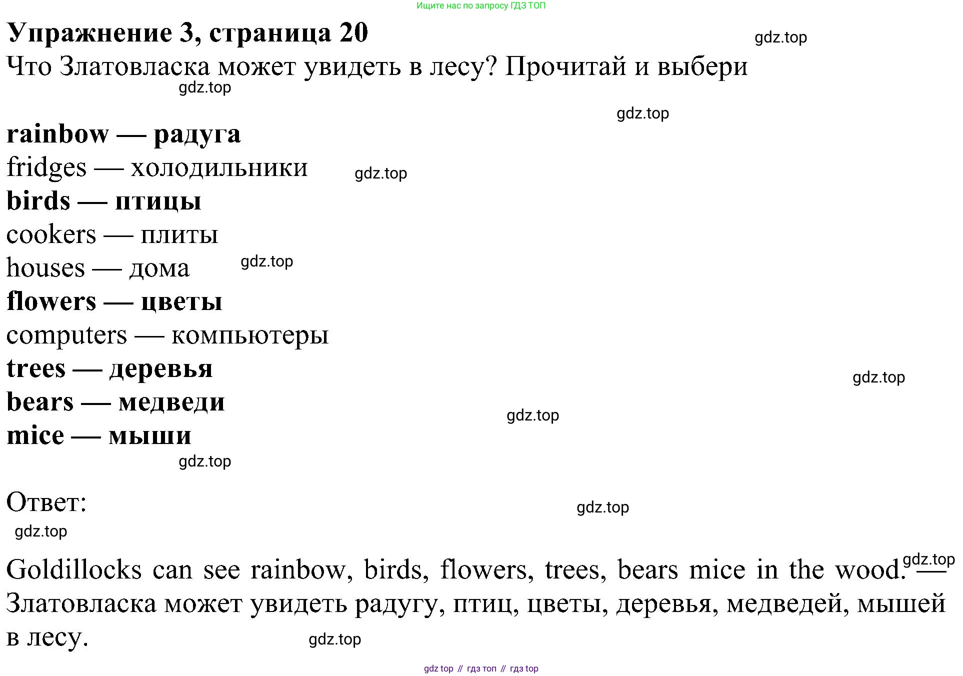 ГДЗ Английский язык (english), 4 класс Учебник (Student's book), авторы: Быкова Надежда Ильинична (Bykova Nadezhda), Дули Дженни (Dooley Jenny), Поспелова Марина Давидовна (Pospelova Marina), Эванс Вирджиния (Evans Virginia), издательство Просвещение, Москва, 2023, белого цвета, Часть ( Part) 1, страница 20, номер 3, Решение 3