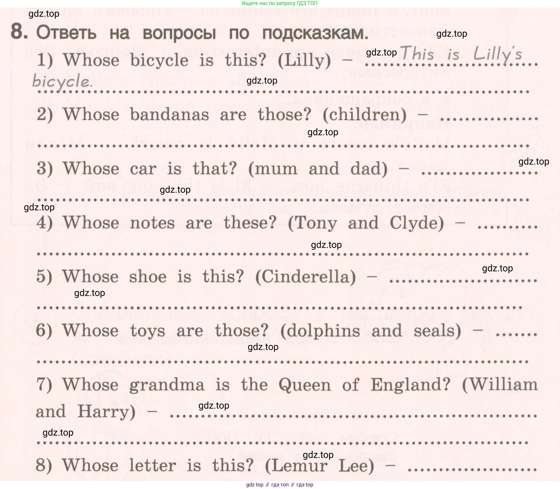 ГДЗ Английский язык (english), 4 класс Пособие по грамматике (grammar companion), авторы: Комарова Юлия Александровна, Малова Ольга Вадимовна (Malova Olga), издательство Русское слово, Москва, 2023, сиреневого цвета, Часть ( Part) 1, страница 103, номер 8, Условие