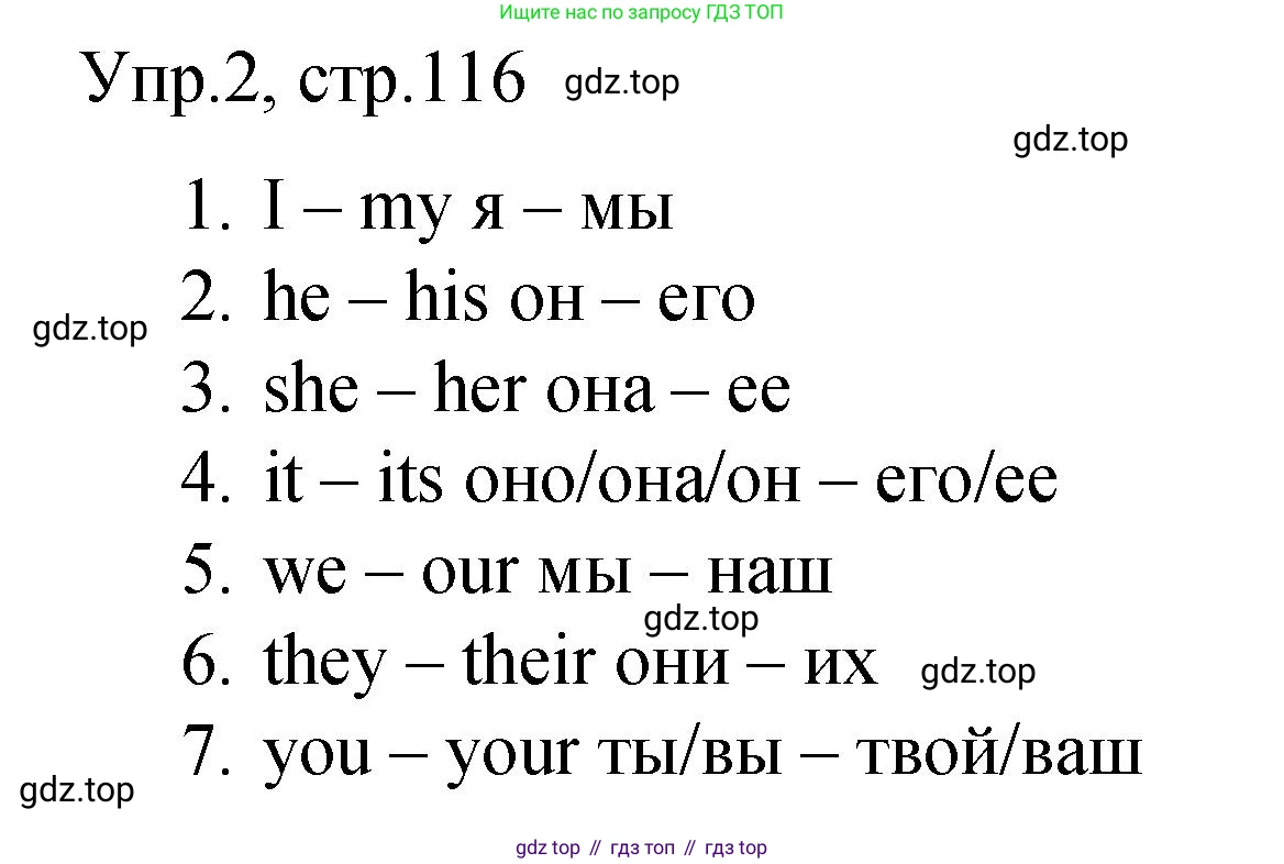 ГДЗ Английский язык (english), 4 класс Пособие по грамматике (grammar companion), авторы: Комарова Юлия Александровна, Малова Ольга Вадимовна (Malova Olga), издательство Русское слово, Москва, 2023, сиреневого цвета, Часть ( Part) 1, страница 116, номер 2, Решение
