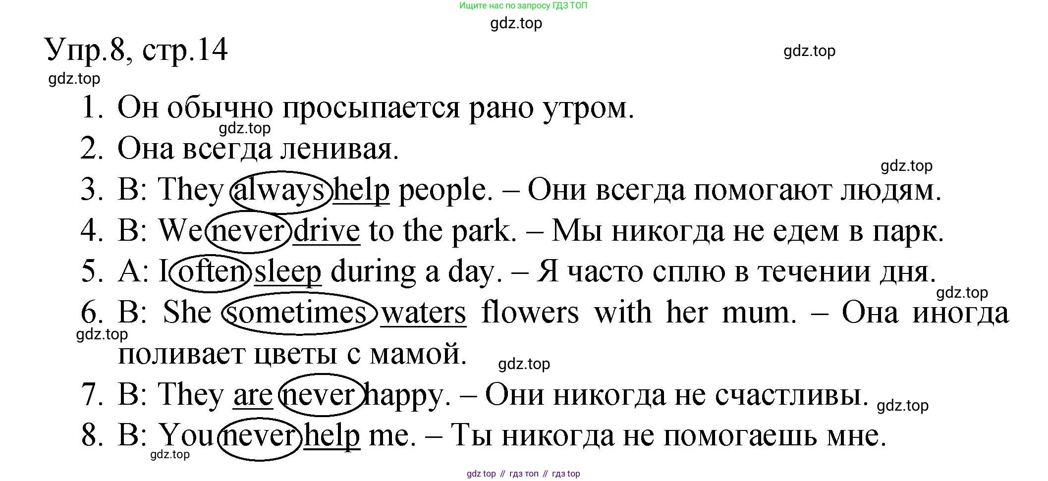 ГДЗ Английский язык (english), 4 класс Пособие по грамматике (grammar companion), авторы: Комарова Юлия Александровна, Малова Ольга Вадимовна (Malova Olga), издательство Русское слово, Москва, 2023, сиреневого цвета, Часть ( Part) 2, страница 14, номер 8, Решение