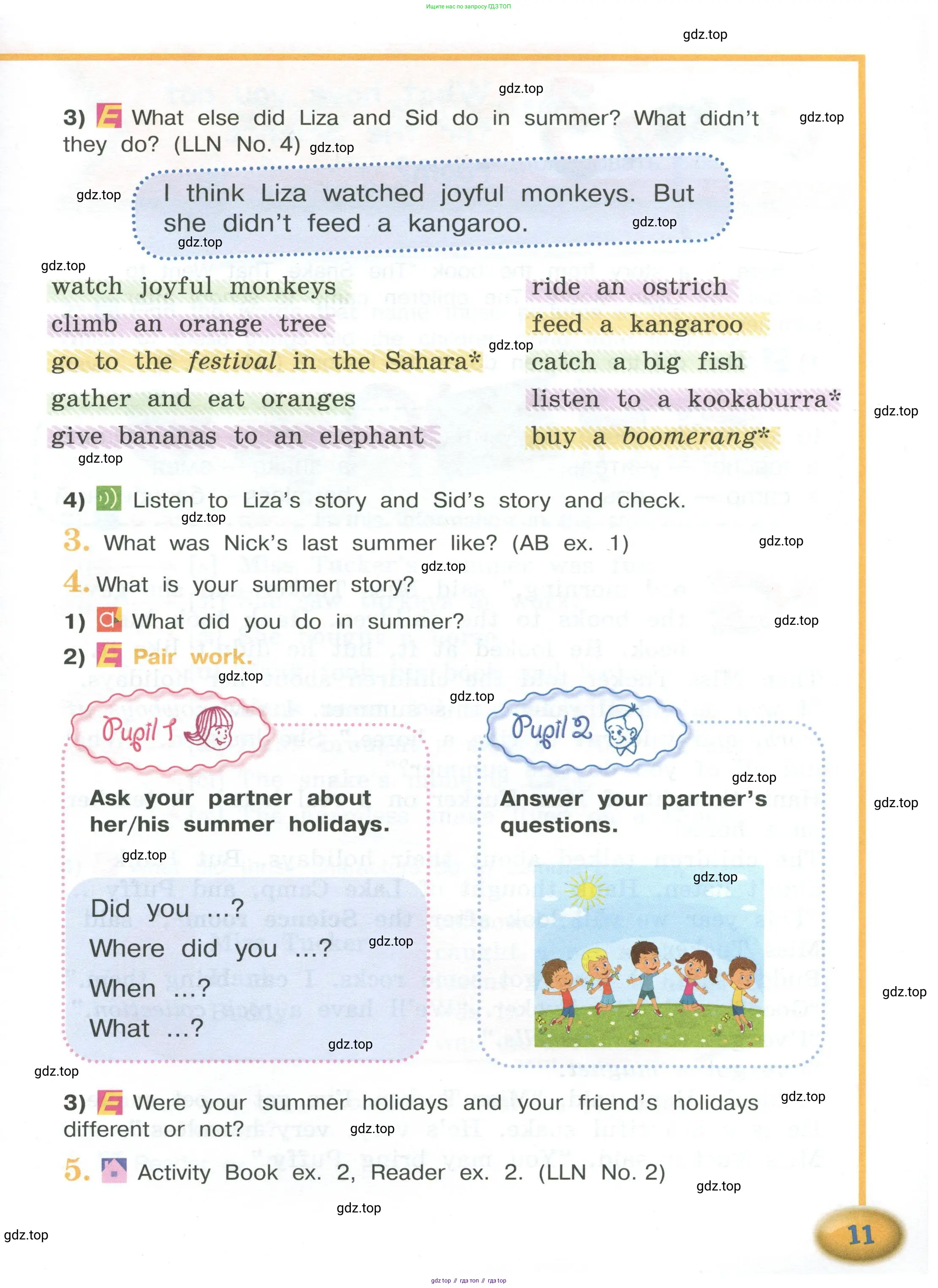 Английский язык (english), 4 класс Учебник (Student's book), авторы: Кузовлев Владимир Петрович (Kuzovlev Vladimir), Перегудова Эльвира Шакировна, Стрельникова Ольга Викторовна (Strelnikova Olga), Дуванова Ольга Викторовна, издательство Просвещение, Москва, 2019, красного цвета, Часть ( Part) 1, страница 11