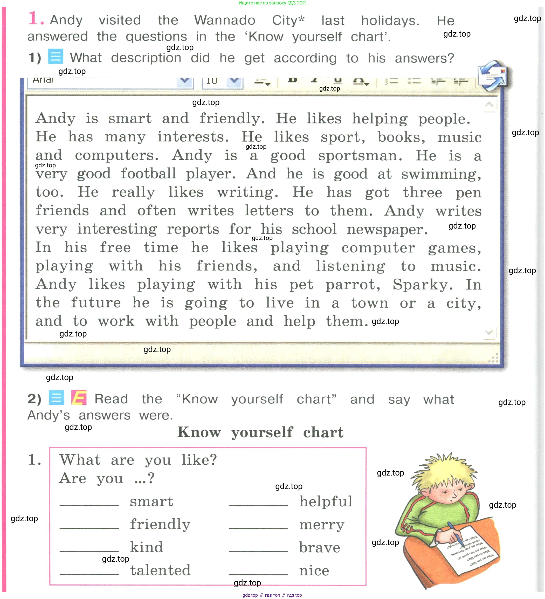 Английский язык (english), 4 класс Учебник (Student's book), авторы: Кузовлев Владимир Петрович (Kuzovlev Vladimir), Перегудова Эльвира Шакировна, Стрельникова Ольга Викторовна (Strelnikova Olga), Дуванова Ольга Викторовна, издательство Просвещение, Москва, 2019, красного цвета, Часть ( Part) 2, страница 44, номер 1, Условие