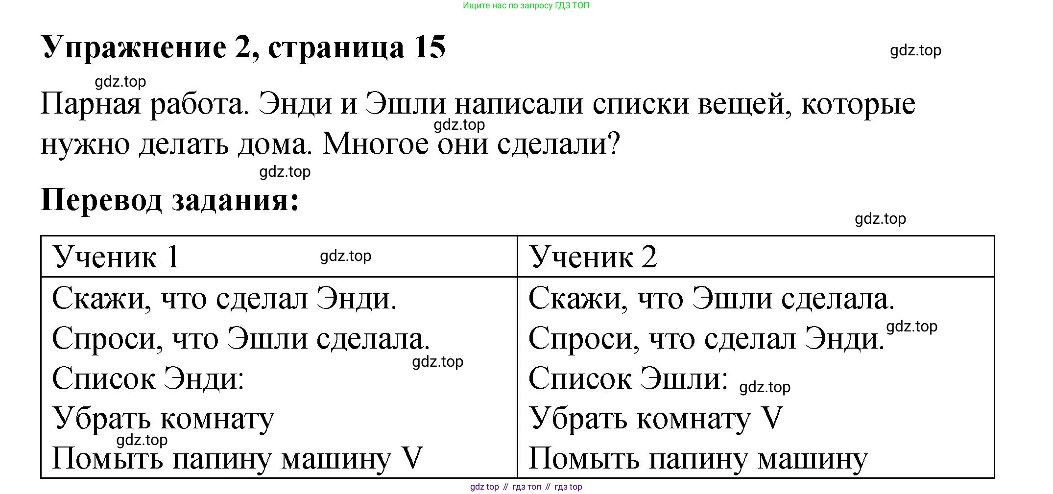 Английский язык (english), 4 класс Учебник (Student's book), авторы: Кузовлев Владимир Петрович (Kuzovlev Vladimir), Перегудова Эльвира Шакировна, Стрельникова Ольга Викторовна (Strelnikova Olga), Дуванова Ольга Викторовна, издательство Просвещение, Москва, 2019, красного цвета, Часть ( Part) 2, страница 15, номер 2, Решение