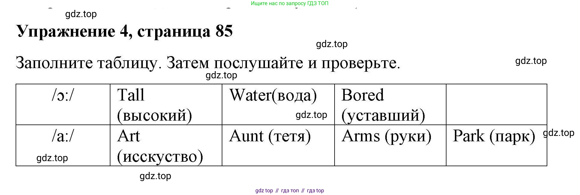 ГДЗ Английский язык (english), 4 класс Рабочая тетрадь (workbook), авторы: Покидова Анастасия Дмитриевна (Pokidova Anastasiya), Авелло Инес (Avello Ines), Махоуни Мишель (Mahony Michelle), издательство Просвещение, Москва, 2023, зелёного цвета, страница 85, номер 4, Решение
