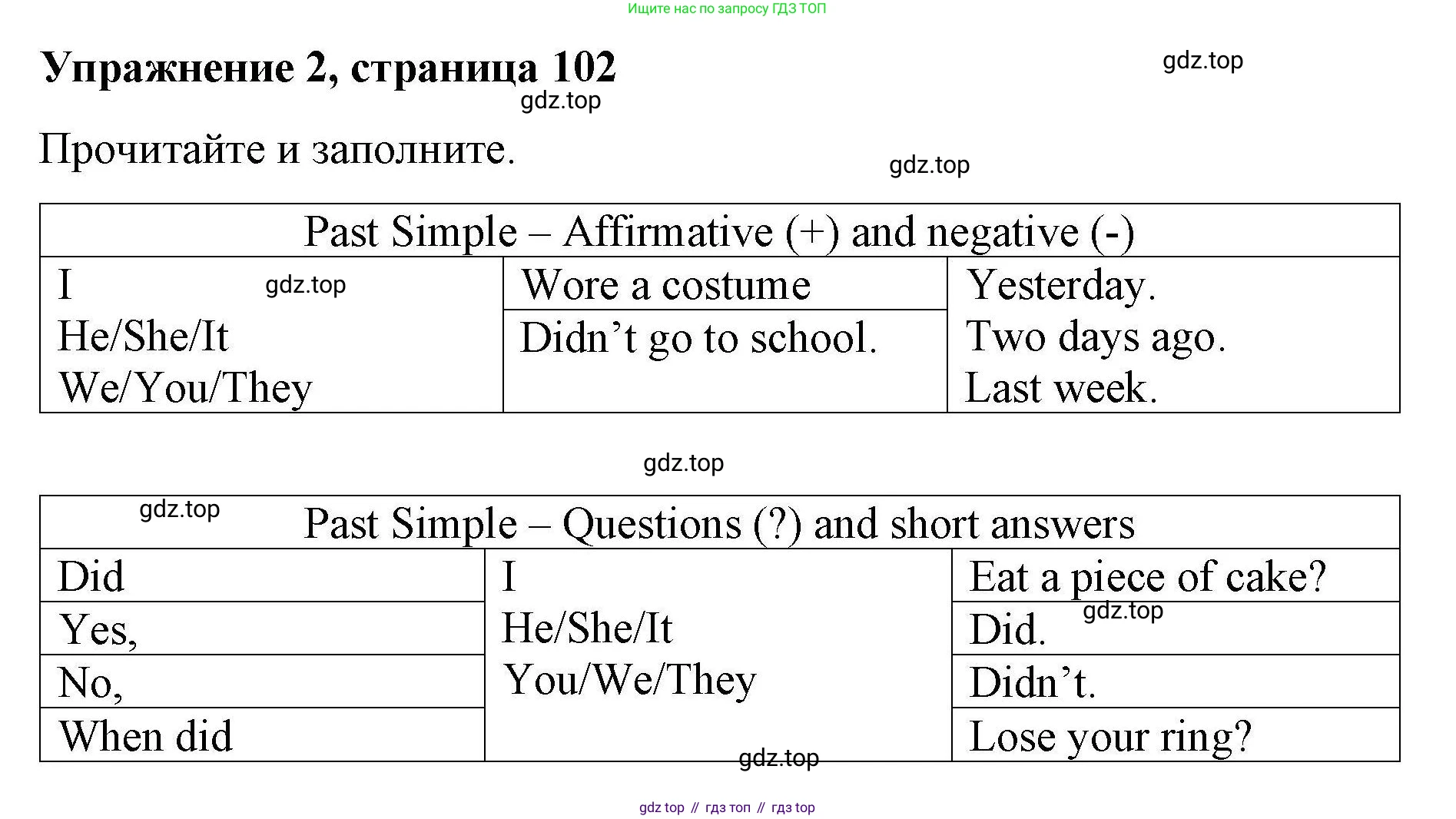 ГДЗ Английский язык (english), 4 класс Рабочая тетрадь (workbook), авторы: Покидова Анастасия Дмитриевна (Pokidova Anastasiya), Авелло Инес (Avello Ines), Махоуни Мишель (Mahony Michelle), издательство Просвещение, Москва, 2023, зелёного цвета, страница 102, номер 2, Решение