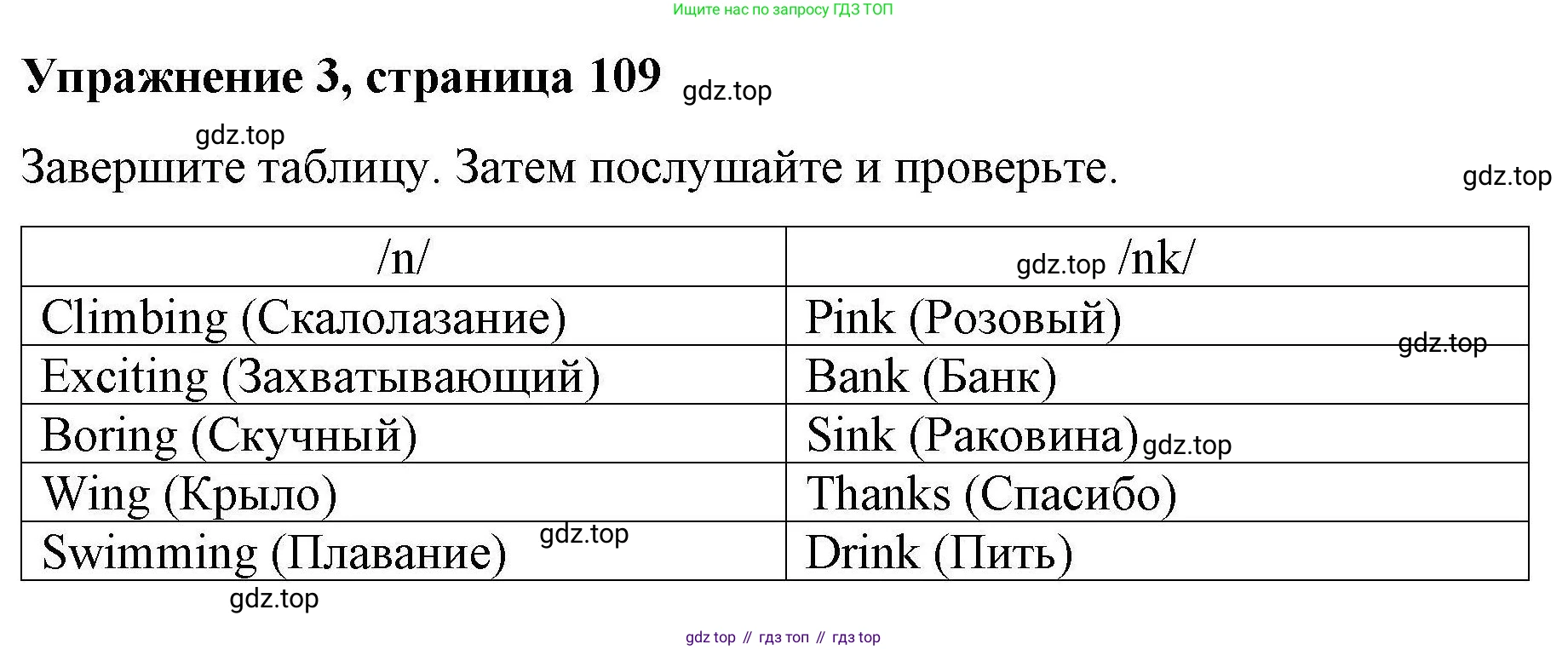 ГДЗ Английский язык (english), 4 класс Рабочая тетрадь (workbook), авторы: Покидова Анастасия Дмитриевна (Pokidova Anastasiya), Авелло Инес (Avello Ines), Махоуни Мишель (Mahony Michelle), издательство Просвещение, Москва, 2023, зелёного цвета, страница 109, номер 3, Решение