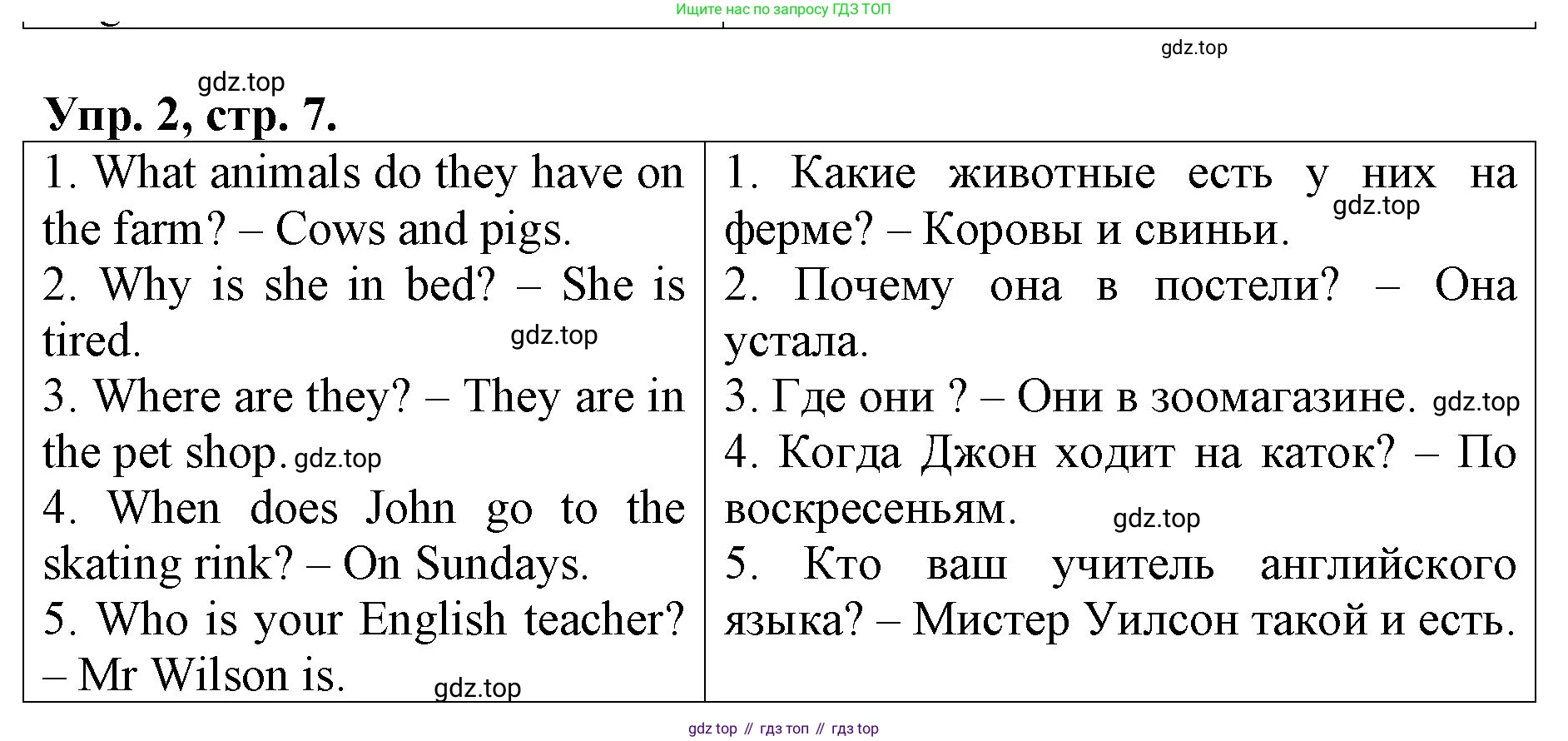 ГДЗ Английский язык (english), 4 класс Контрольные работы, авторы: Афанасьева Ольга Васильевна (Afanasyeva Olga), Михеева Ирина Владимировна (Mikheeva Irina), Баранова Ксения Михайловна (Baranova Ksenia), издательство Просвещение, Москва, 2016 - 2023, сиреневого цвета, страница 7, номер 2, Решение