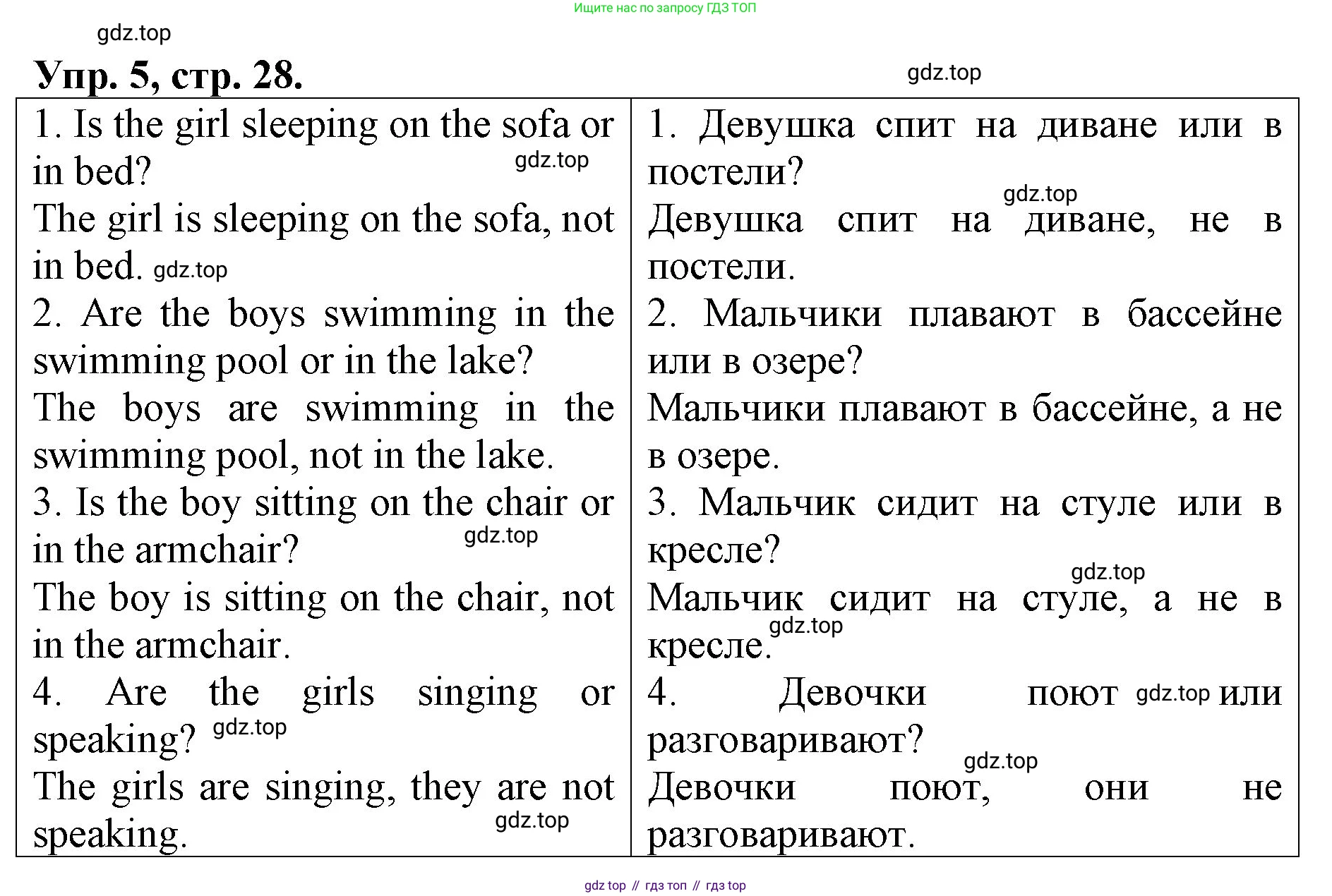 ГДЗ Английский язык (english), 4 класс Контрольные работы, авторы: Афанасьева Ольга Васильевна (Afanasyeva Olga), Михеева Ирина Владимировна (Mikheeva Irina), Баранова Ксения Михайловна (Baranova Ksenia), издательство Просвещение, Москва, 2016 - 2023, сиреневого цвета, страница 28, номер 5, Решение