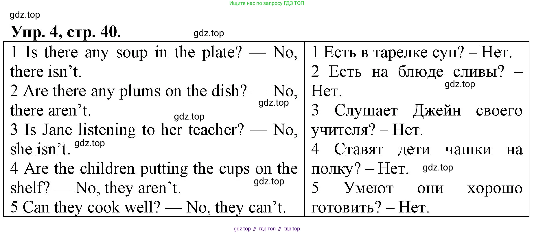 ГДЗ Английский язык (english), 4 класс Контрольные работы, авторы: Афанасьева Ольга Васильевна (Afanasyeva Olga), Михеева Ирина Владимировна (Mikheeva Irina), Баранова Ксения Михайловна (Baranova Ksenia), издательство Просвещение, Москва, 2016 - 2023, сиреневого цвета, страница 40, номер 4, Решение