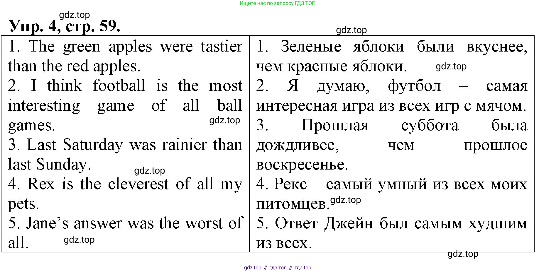 ГДЗ Английский язык (english), 4 класс Контрольные работы, авторы: Афанасьева Ольга Васильевна (Afanasyeva Olga), Михеева Ирина Владимировна (Mikheeva Irina), Баранова Ксения Михайловна (Baranova Ksenia), издательство Просвещение, Москва, 2016 - 2023, сиреневого цвета, страница 59, номер 4, Решение