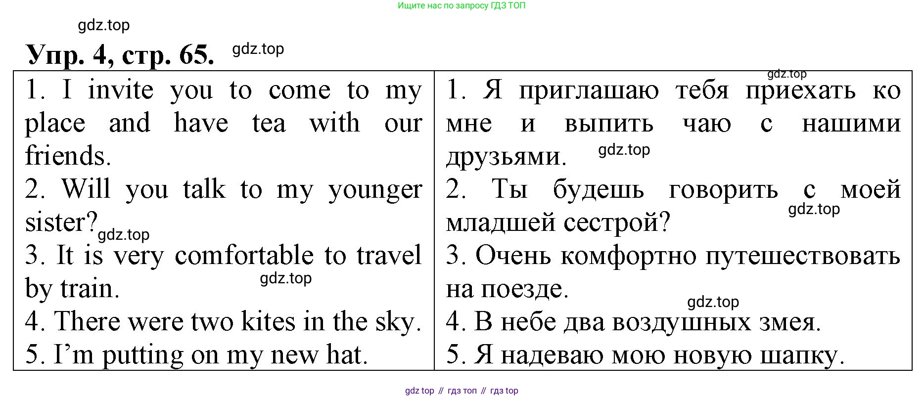 ГДЗ Английский язык (english), 4 класс Контрольные работы, авторы: Афанасьева Ольга Васильевна (Afanasyeva Olga), Михеева Ирина Владимировна (Mikheeva Irina), Баранова Ксения Михайловна (Baranova Ksenia), издательство Просвещение, Москва, 2016 - 2023, сиреневого цвета, страница 65, номер 4, Решение