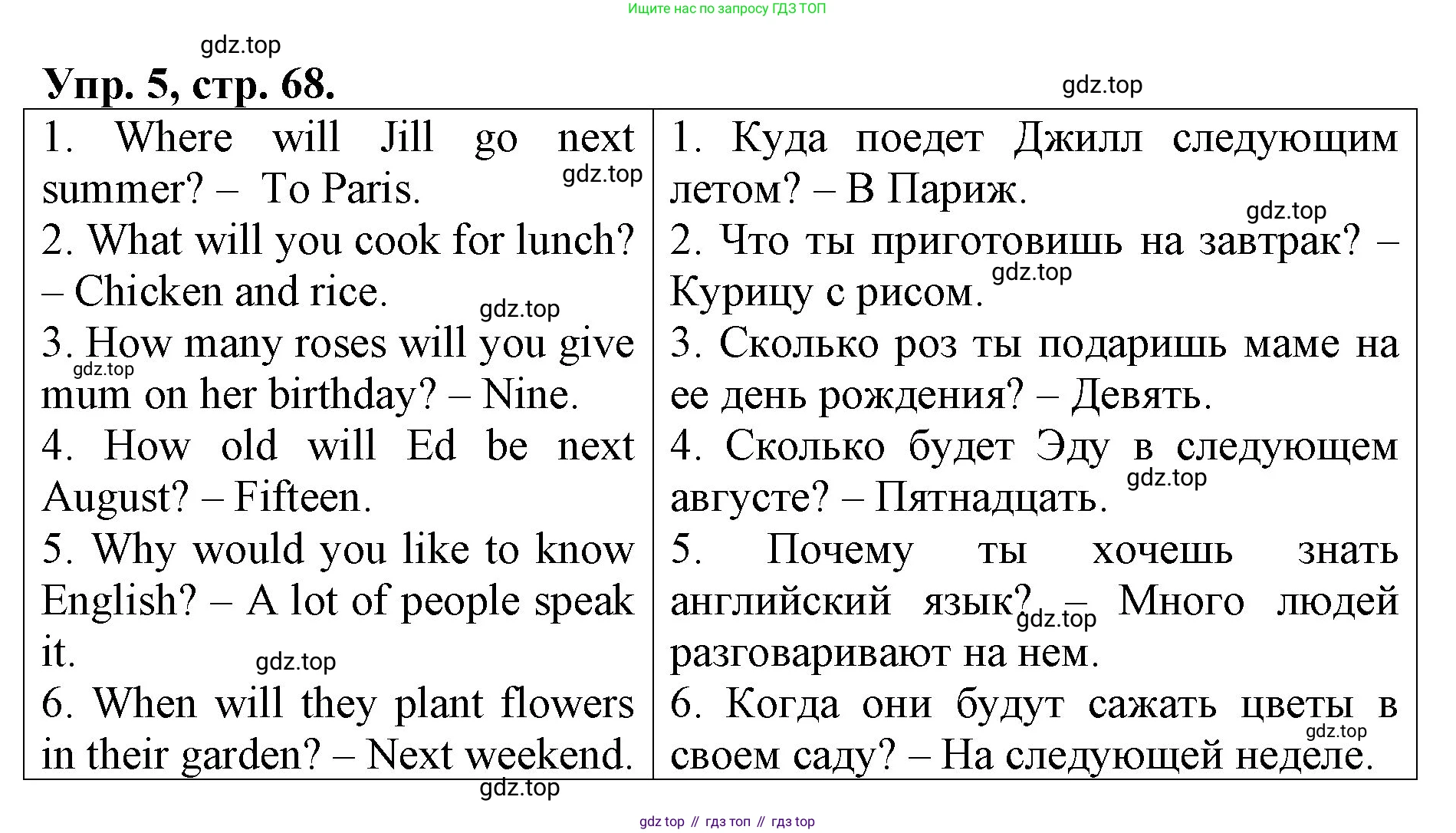 ГДЗ Английский язык (english), 4 класс Контрольные работы, авторы: Афанасьева Ольга Васильевна (Afanasyeva Olga), Михеева Ирина Владимировна (Mikheeva Irina), Баранова Ксения Михайловна (Baranova Ksenia), издательство Просвещение, Москва, 2016 - 2023, сиреневого цвета, страница 68, номер 5, Решение