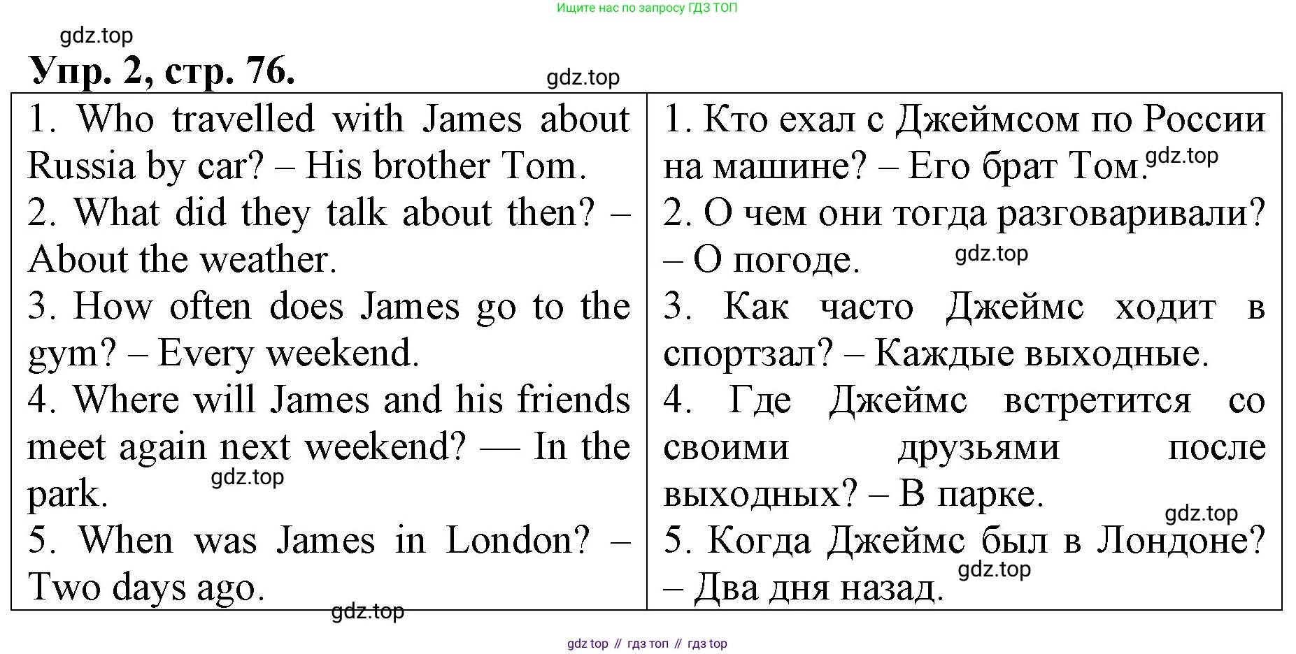 ГДЗ Английский язык (english), 4 класс Контрольные работы, авторы: Афанасьева Ольга Васильевна (Afanasyeva Olga), Михеева Ирина Владимировна (Mikheeva Irina), Баранова Ксения Михайловна (Baranova Ksenia), издательство Просвещение, Москва, 2016 - 2023, сиреневого цвета, страница 76, номер 2, Решение