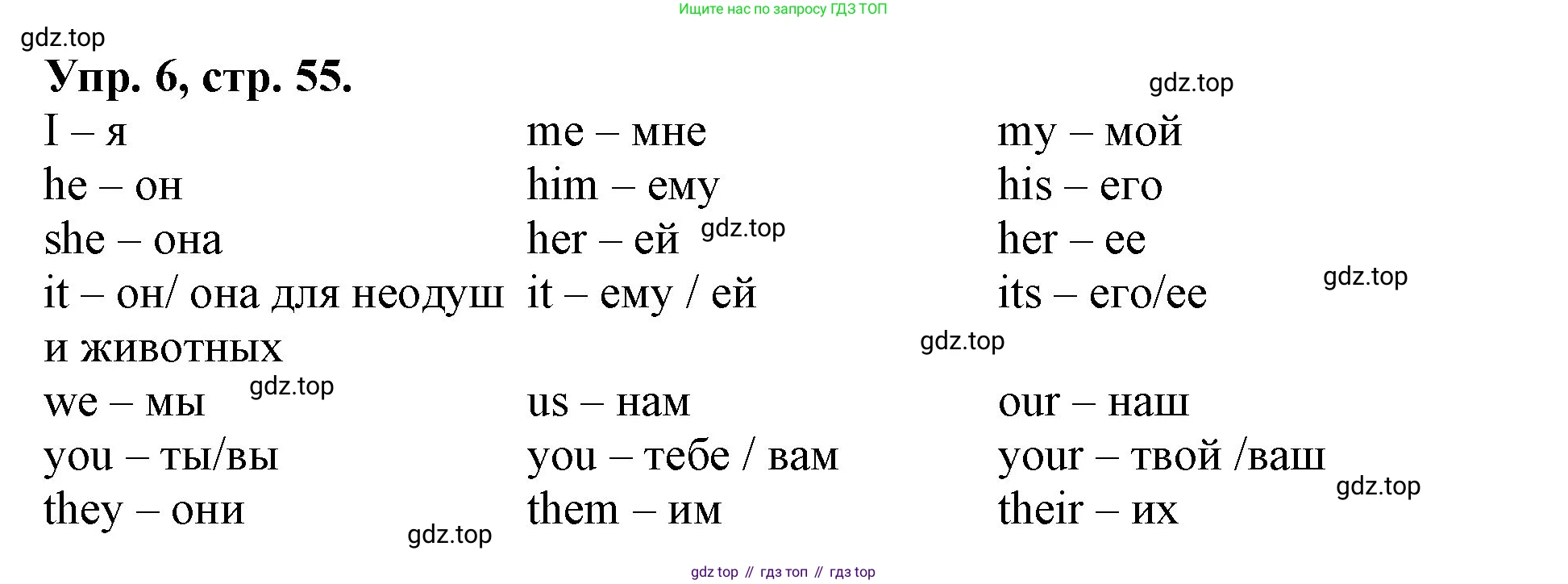 ГДЗ Английский язык (english), 4 класс Лексико-грамматический практикум, авторы: Афанасьева Ольга Васильевна (Afanasyeva Olga), Михеева Ирина Владимировна (Mikheeva Irina), Сьянов Александр Валерьевич, издательство Просвещение, Москва, 2015, сиреневого цвета, страница 55, номер 6, Решение