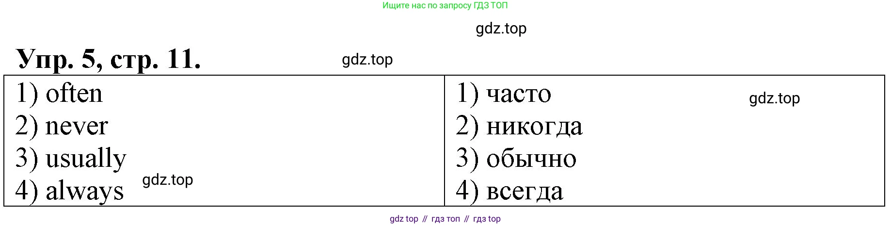 ГДЗ Английский язык (english), 4 класс рабочая тетрадь, авторы: Афанасьева Ольга Васильевна (Afanasyeva Olga), Михеева Ирина Владимировна (Mikheeva Irina), издательство Дрофа, Москва, 2013 - 2023, сиреневого цвета, страница 11, номер 5, Решение