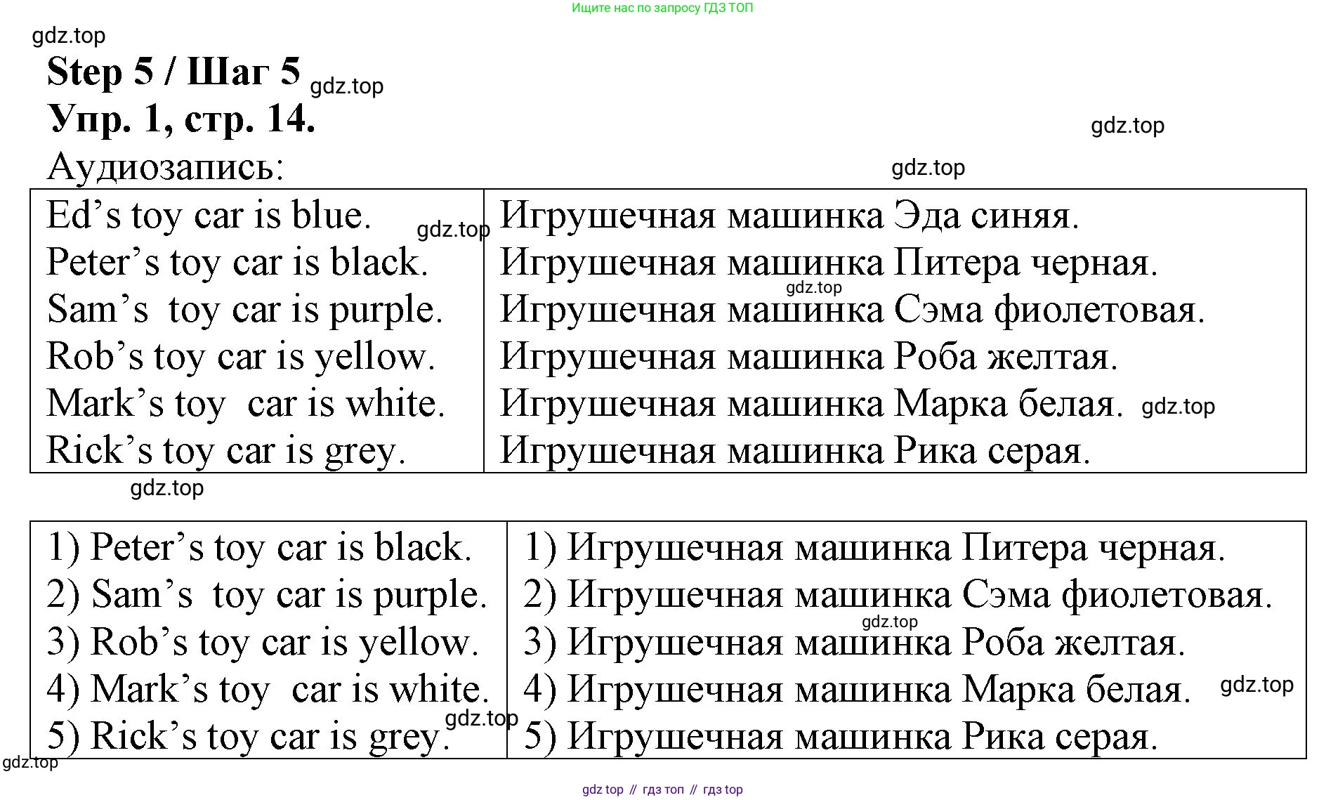 ГДЗ Английский язык (english), 4 класс рабочая тетрадь, авторы: Афанасьева Ольга Васильевна (Afanasyeva Olga), Михеева Ирина Владимировна (Mikheeva Irina), издательство Дрофа, Москва, 2013 - 2023, сиреневого цвета, страница 14, номер 1, Решение