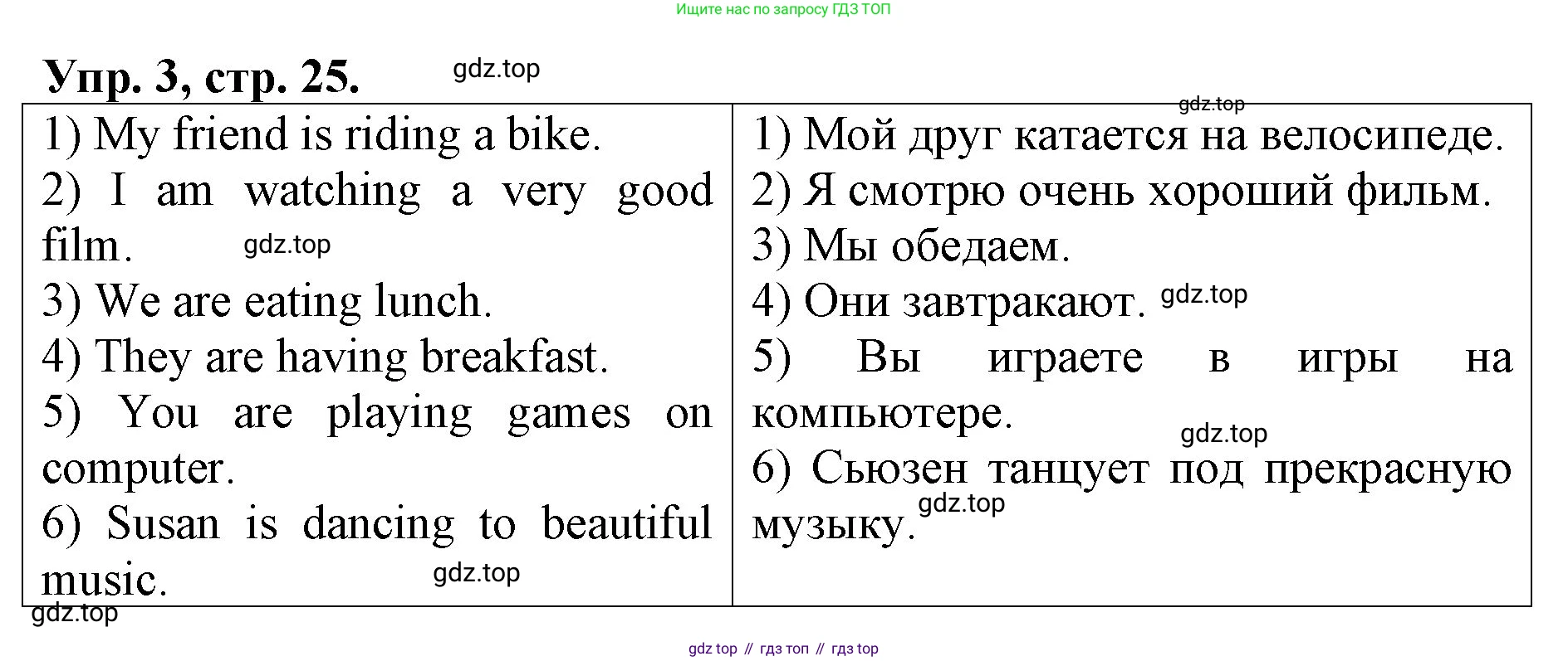 ГДЗ Английский язык (english), 4 класс рабочая тетрадь, авторы: Афанасьева Ольга Васильевна (Afanasyeva Olga), Михеева Ирина Владимировна (Mikheeva Irina), издательство Дрофа, Москва, 2013 - 2023, сиреневого цвета, страница 25, номер 3, Решение